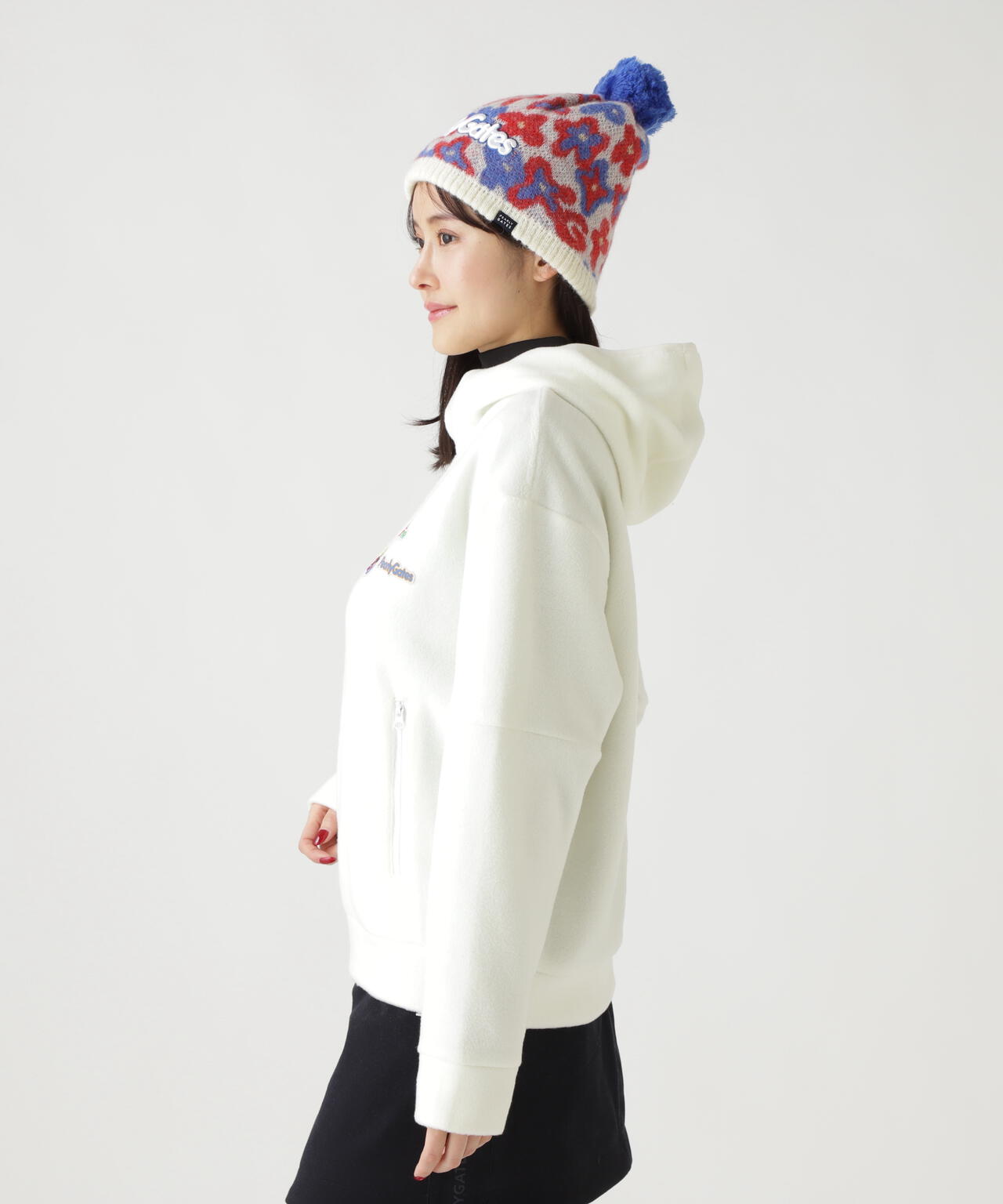 レーヨンブレンドストレッチフリースフーディプルオーバー | PEARLY