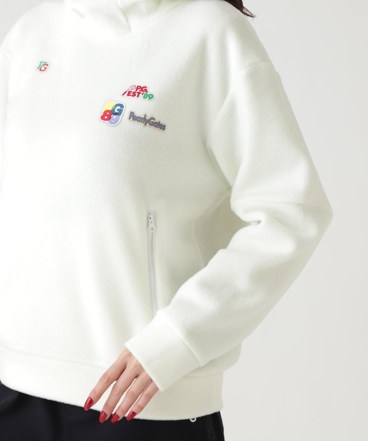 レーヨンブレンドストレッチフリースフーディプルオーバー | PEARLY