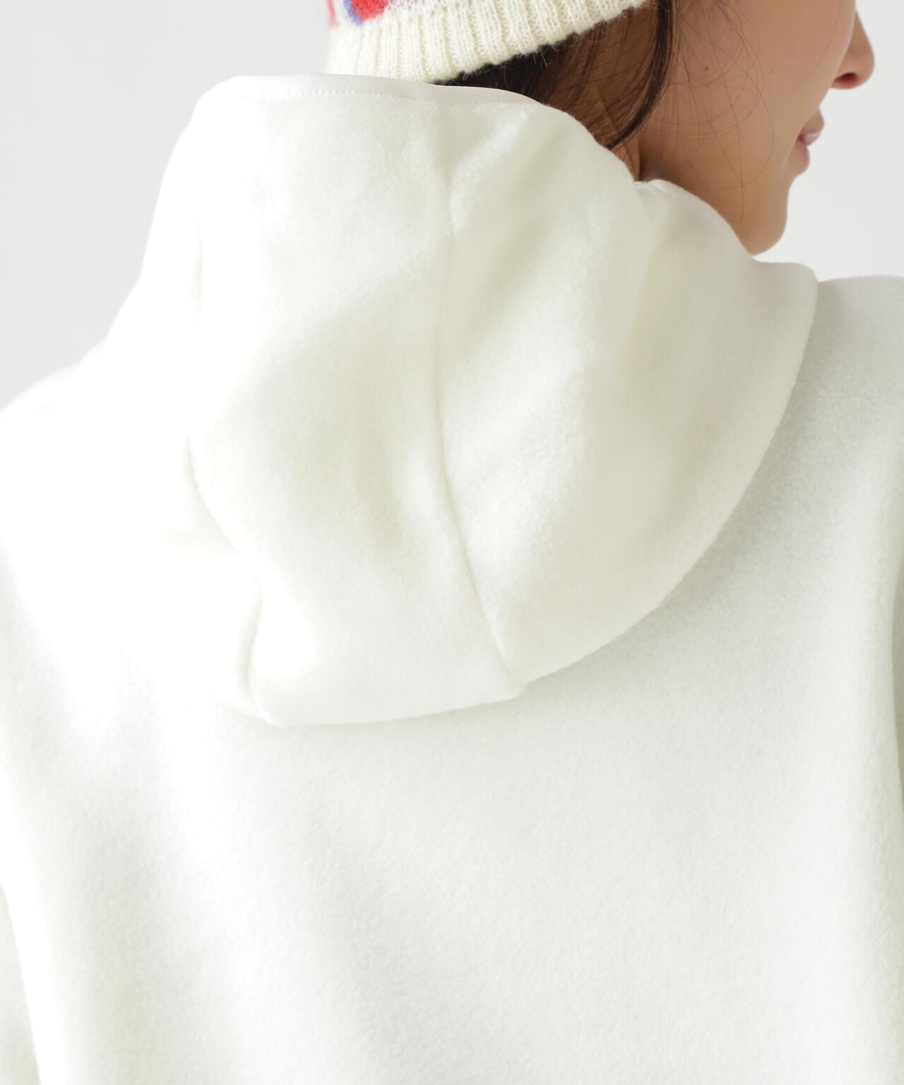 レーヨンブレンドストレッチフリースフーディプルオーバー