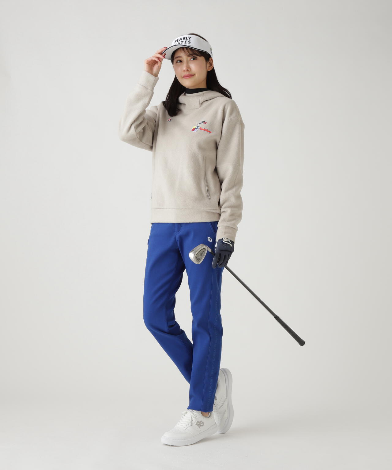 レーヨンブレンドストレッチフリースフーディプルオーバー