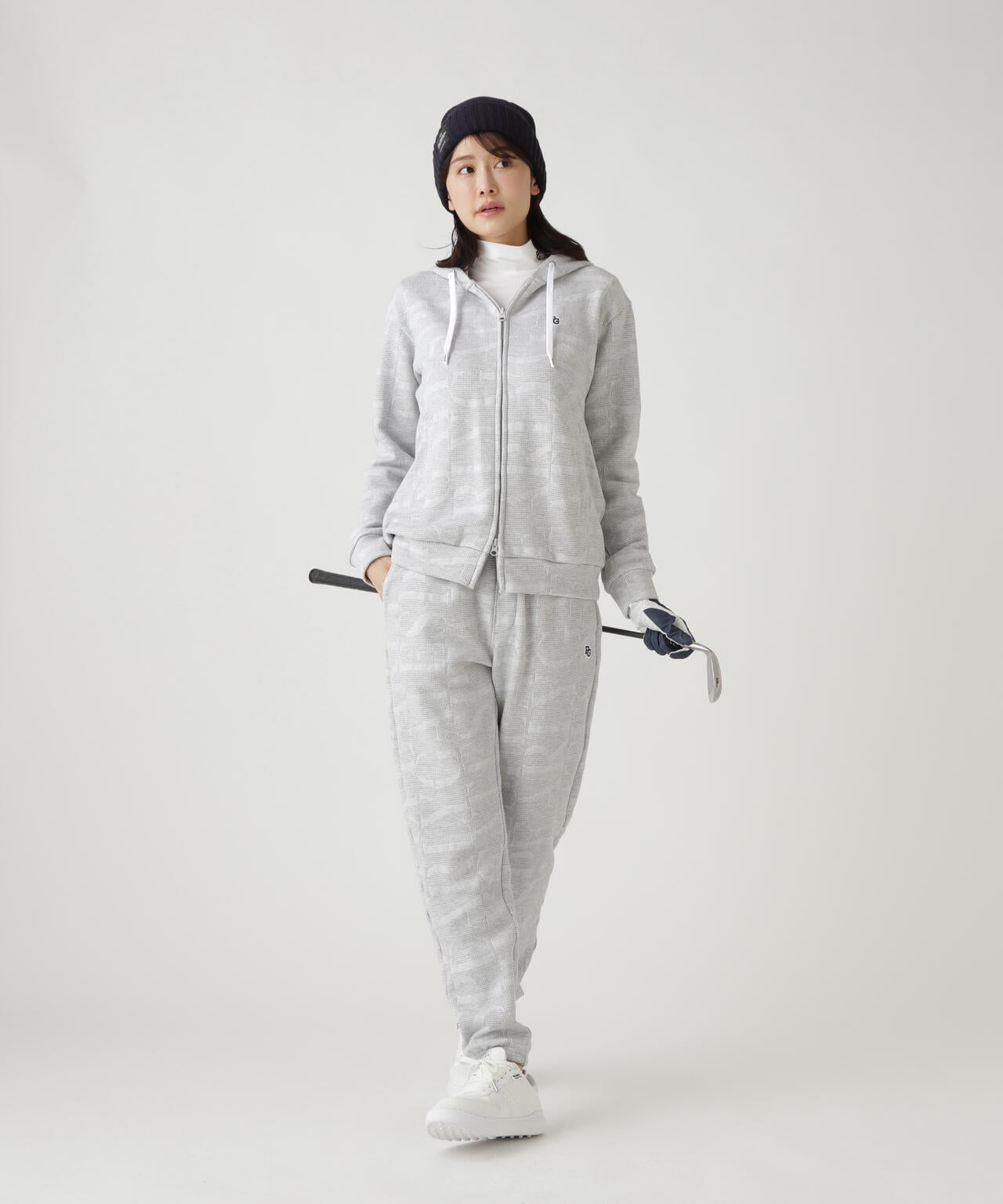 裏毛ストレッチロゴジャガードフルジップフーディジャケット