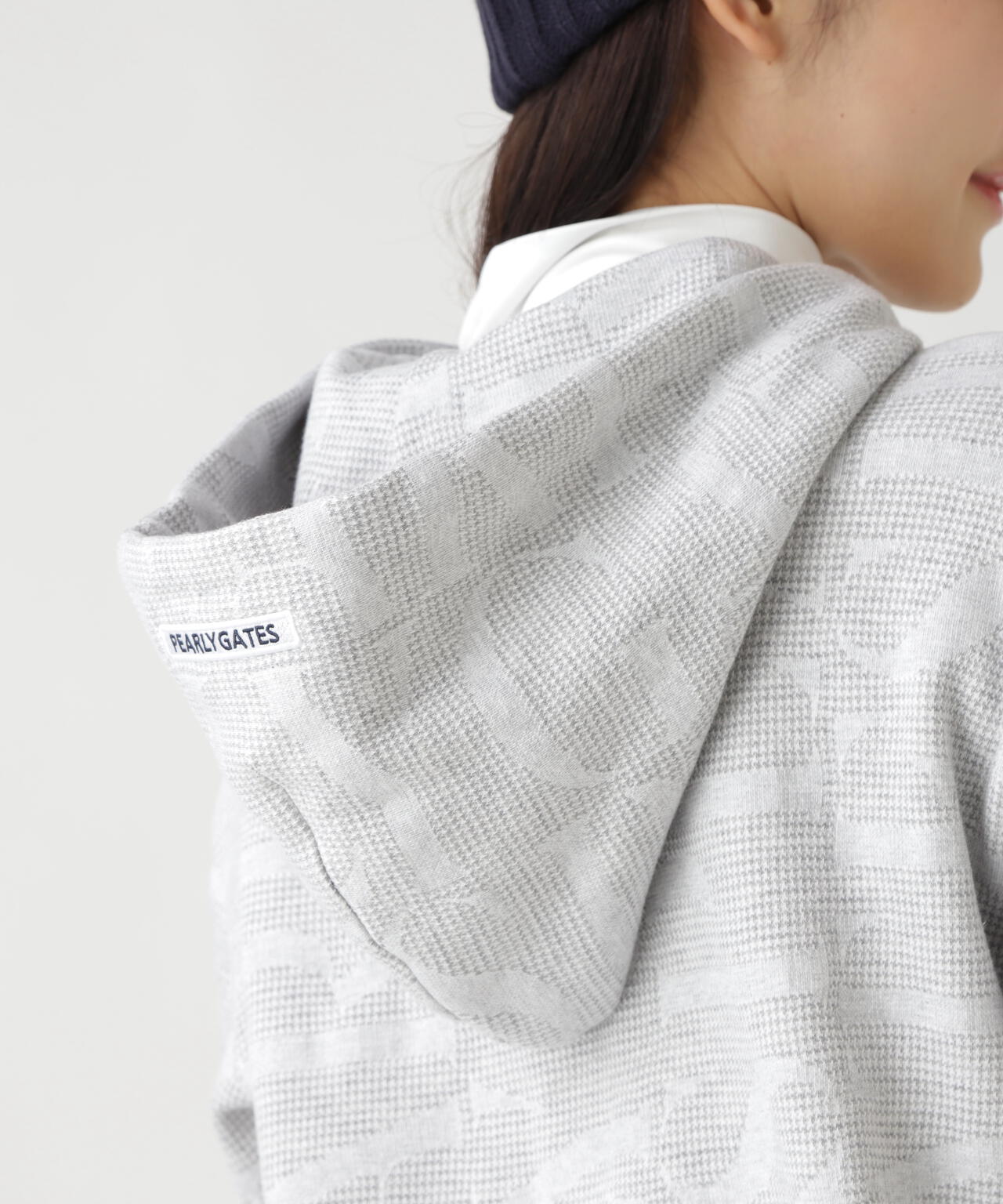 裏毛ストレッチロゴジャガードフルジップフーディジャケット