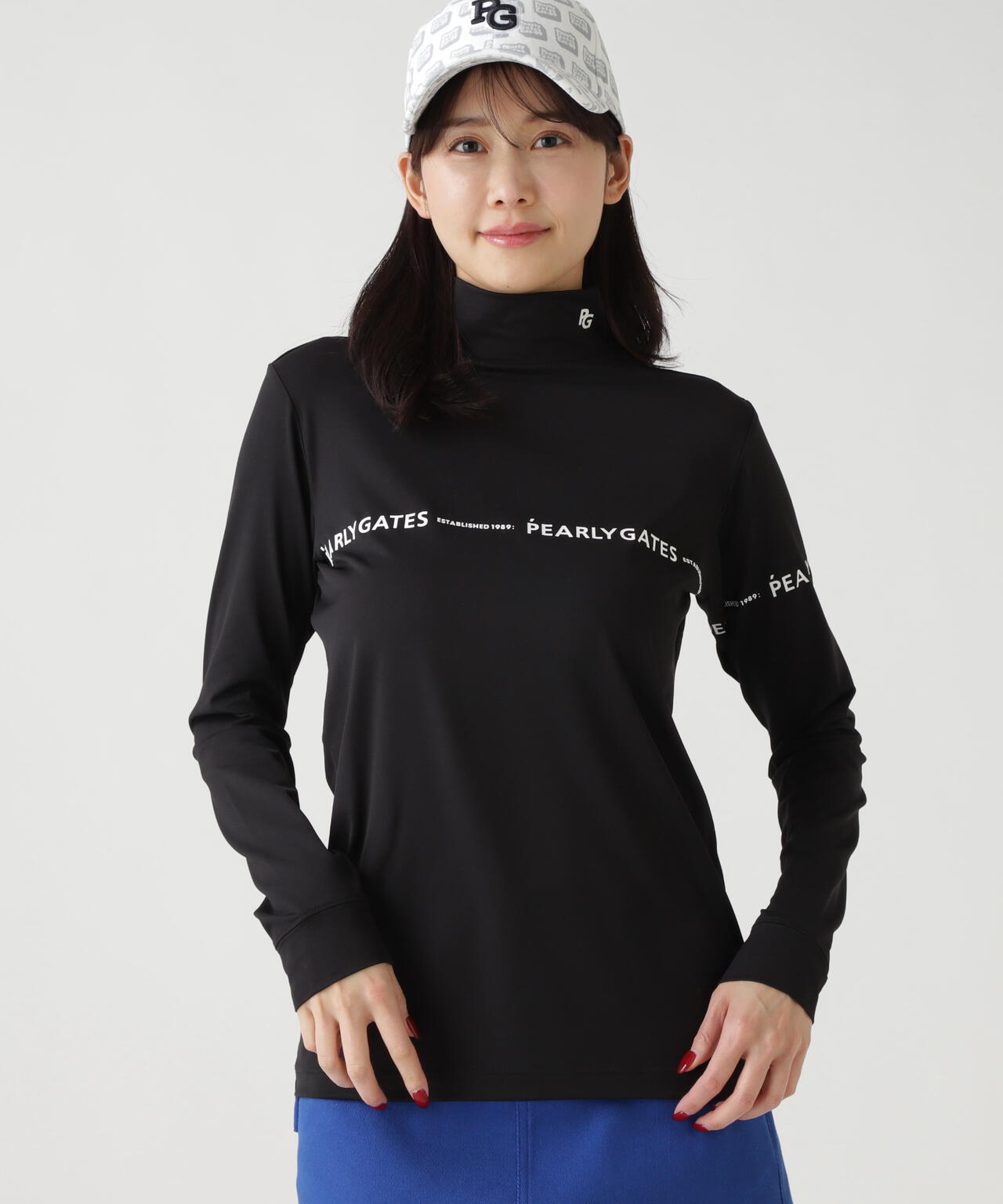 良品　パーリーゲイツ　ベアカノコ　ハイネック　カットソーワンピース　黒 37.5ベア天竺長袖ハイネックカットソー | PEARLY GATES（パーリー