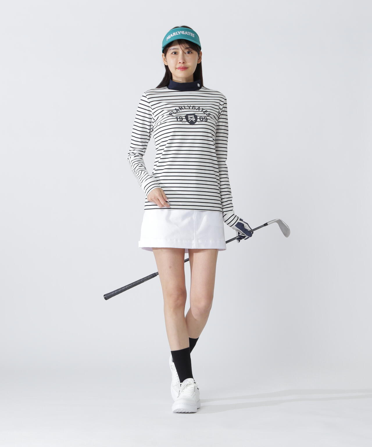 ベアカノコ長袖ハイネックカットソー ＜ボーダー柄＞