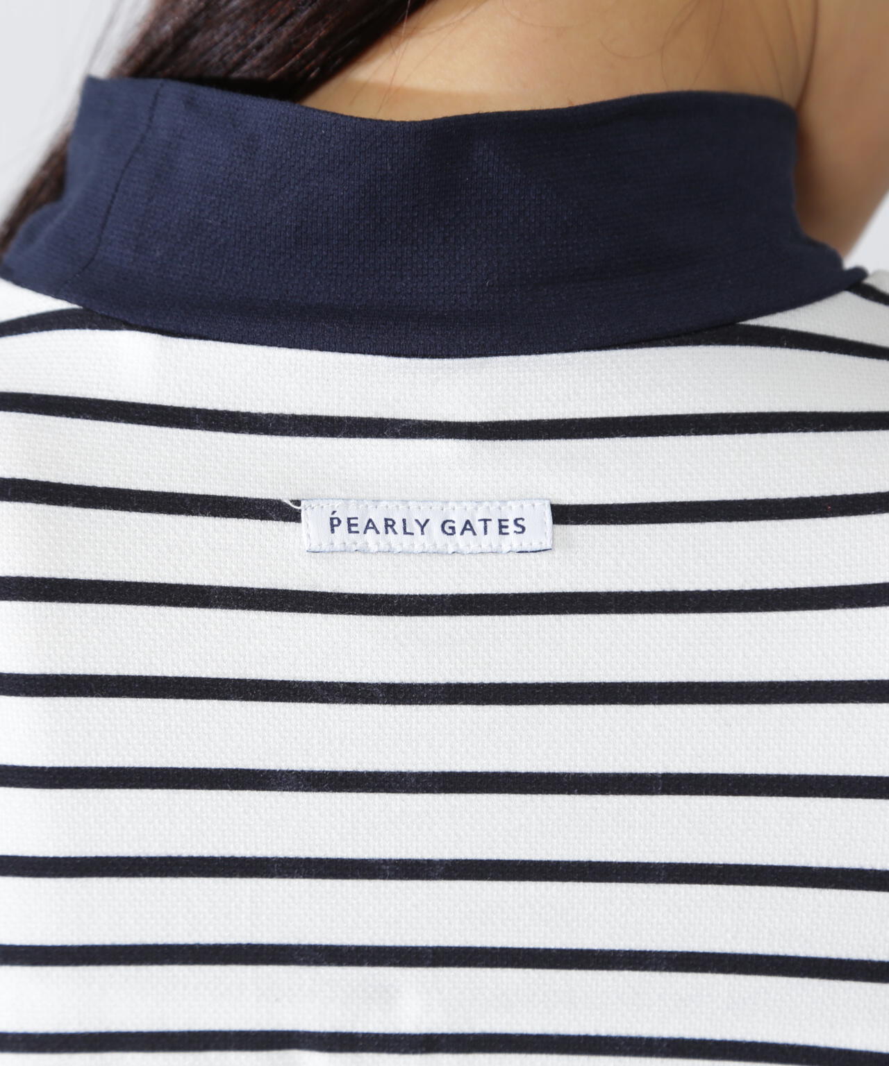 ベアカノコ長袖ハイネックカットソー ＜ボーダー柄＞