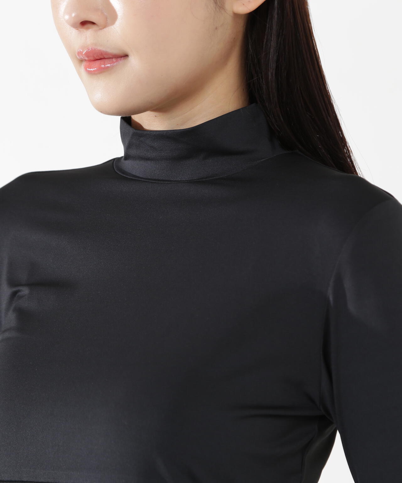 新品【定価19,800円】PGG 長袖ハイネックカットソー　ブラック PG BODY】N/パワーネット×Peベア天竺長袖ハイネックカットソー