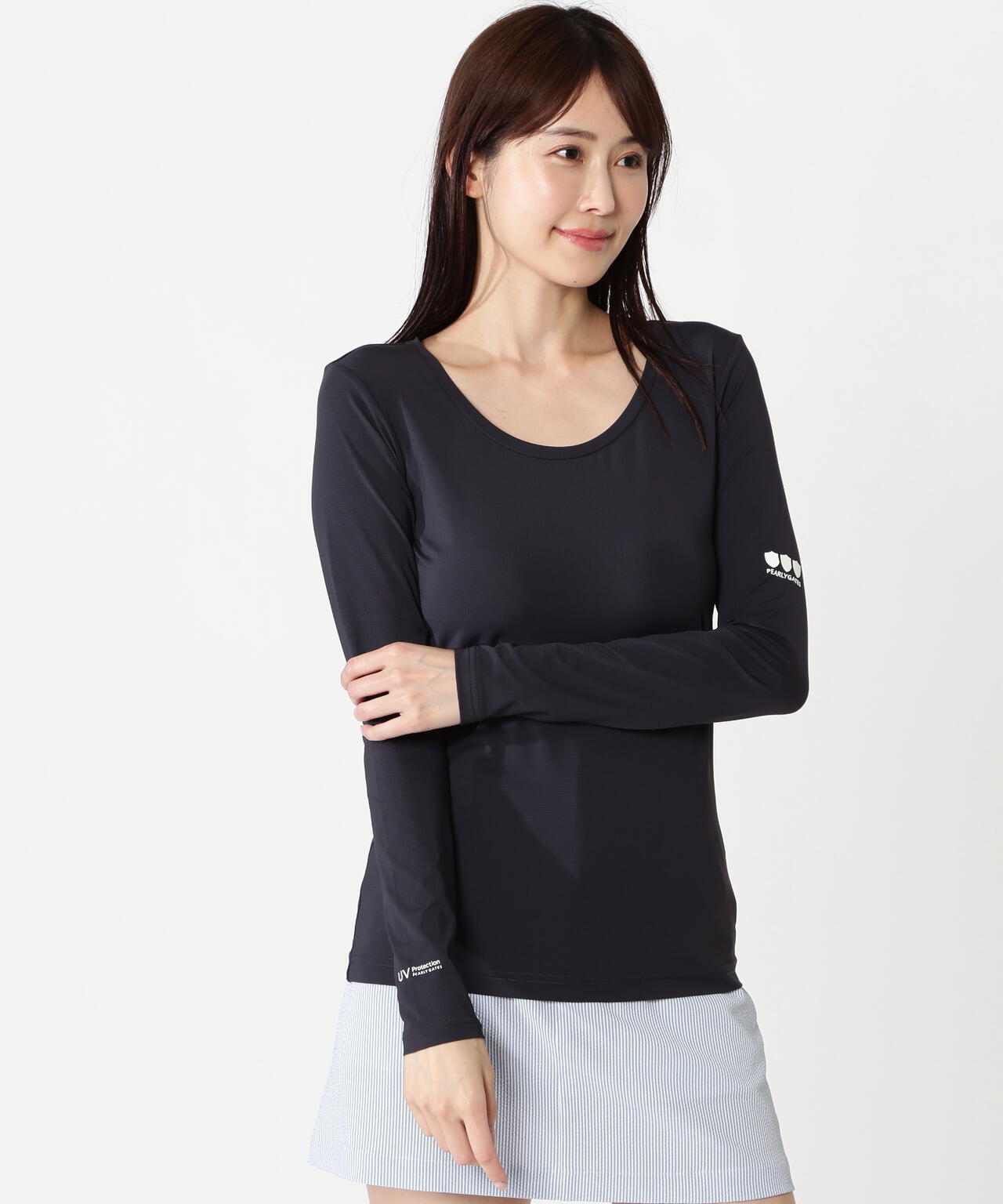 【PG BODY】N/ベア天竺リップ長袖Uネックカットソー