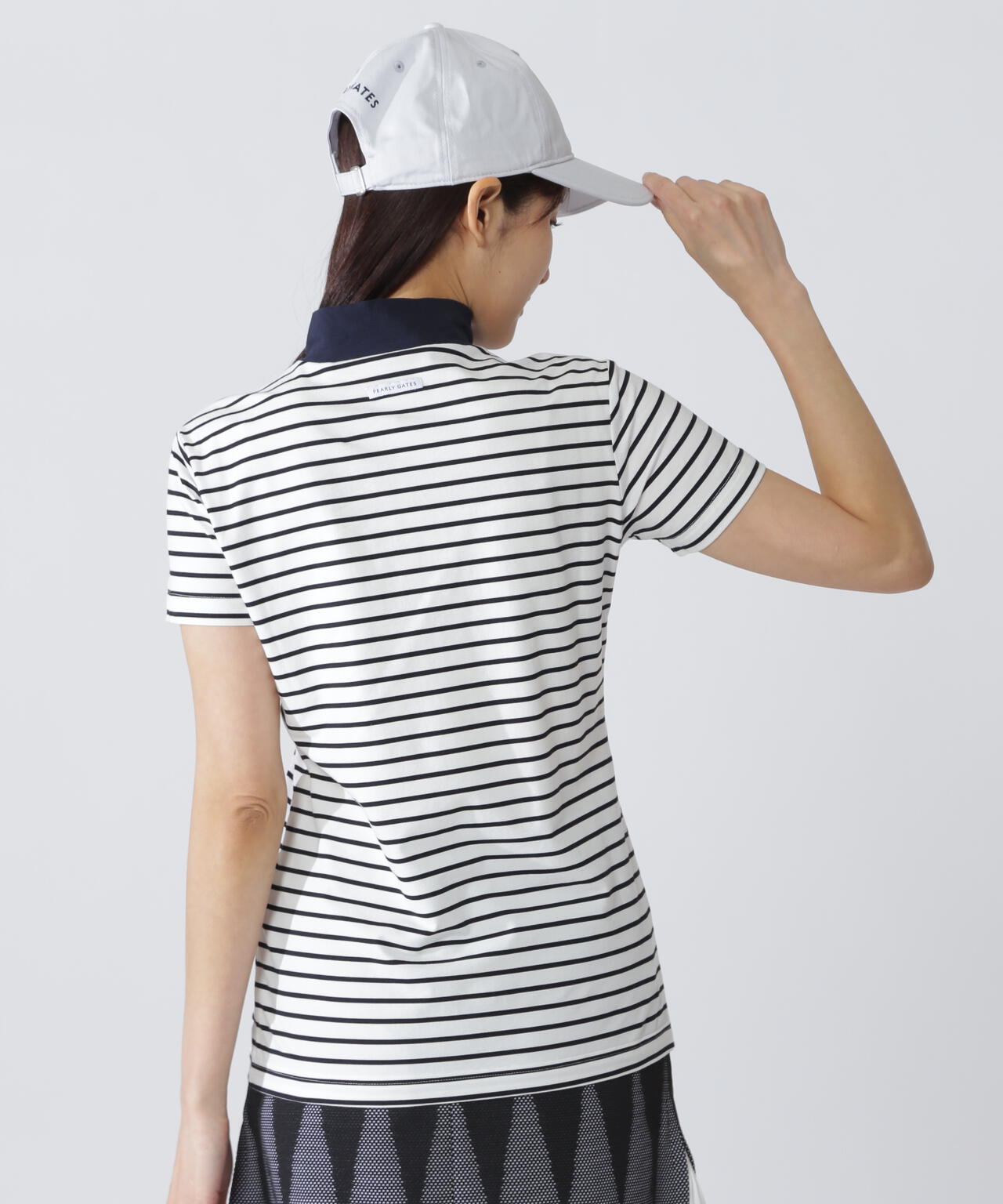 ベアカノコ半袖ハイネックカットソー ＜ボーダー柄＞