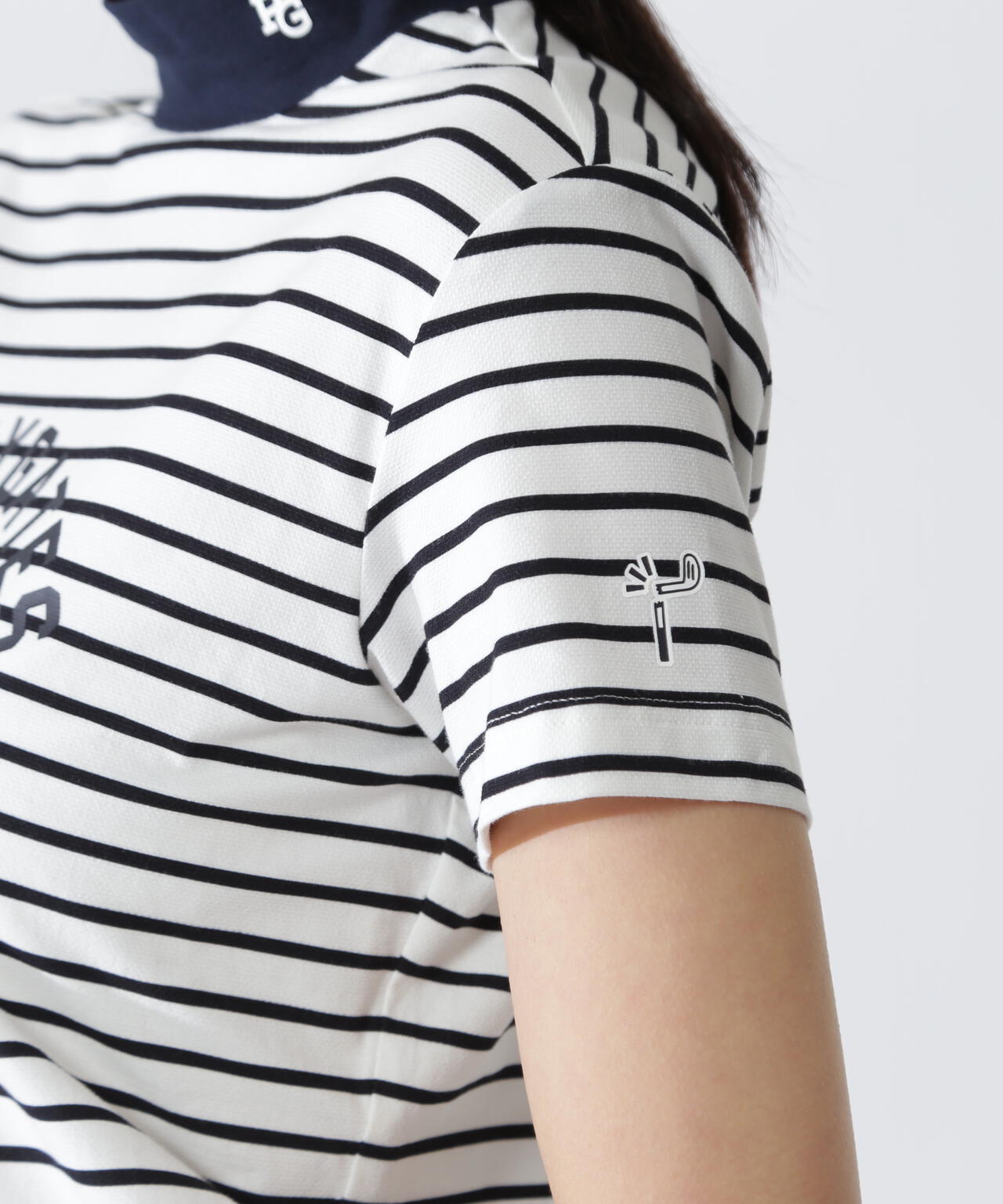 ベアカノコ半袖ハイネックカットソー ＜ボーダー柄＞