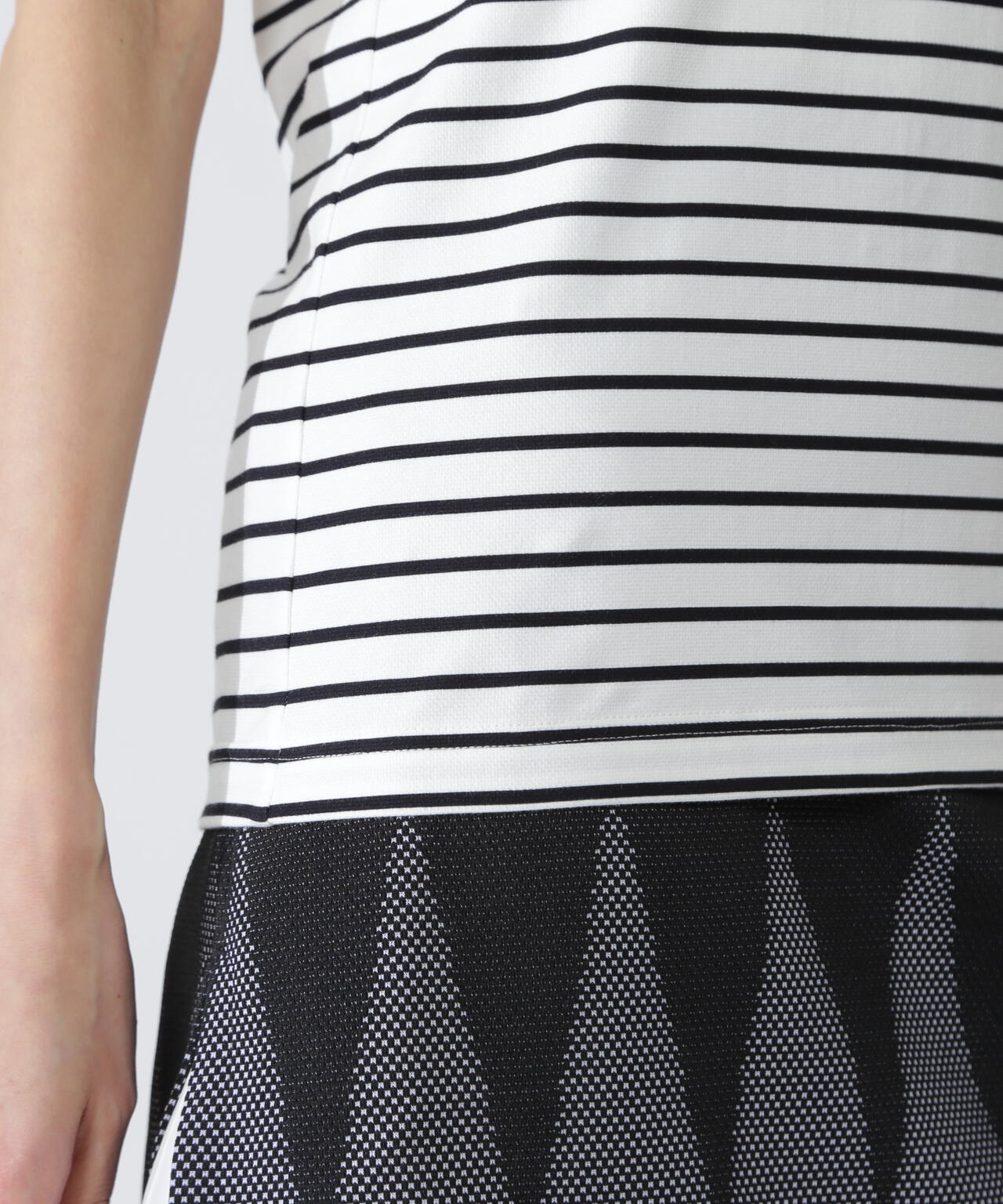 ベアカノコ半袖ハイネックカットソー ＜ボーダー柄＞