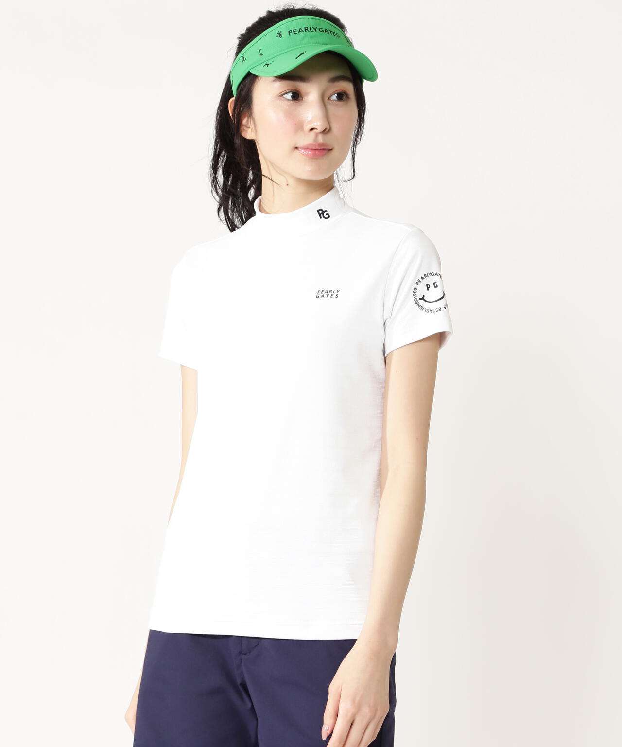 PG is PG】FD30/ベア変形鹿の子ボーダー半袖ハイネックカットソー