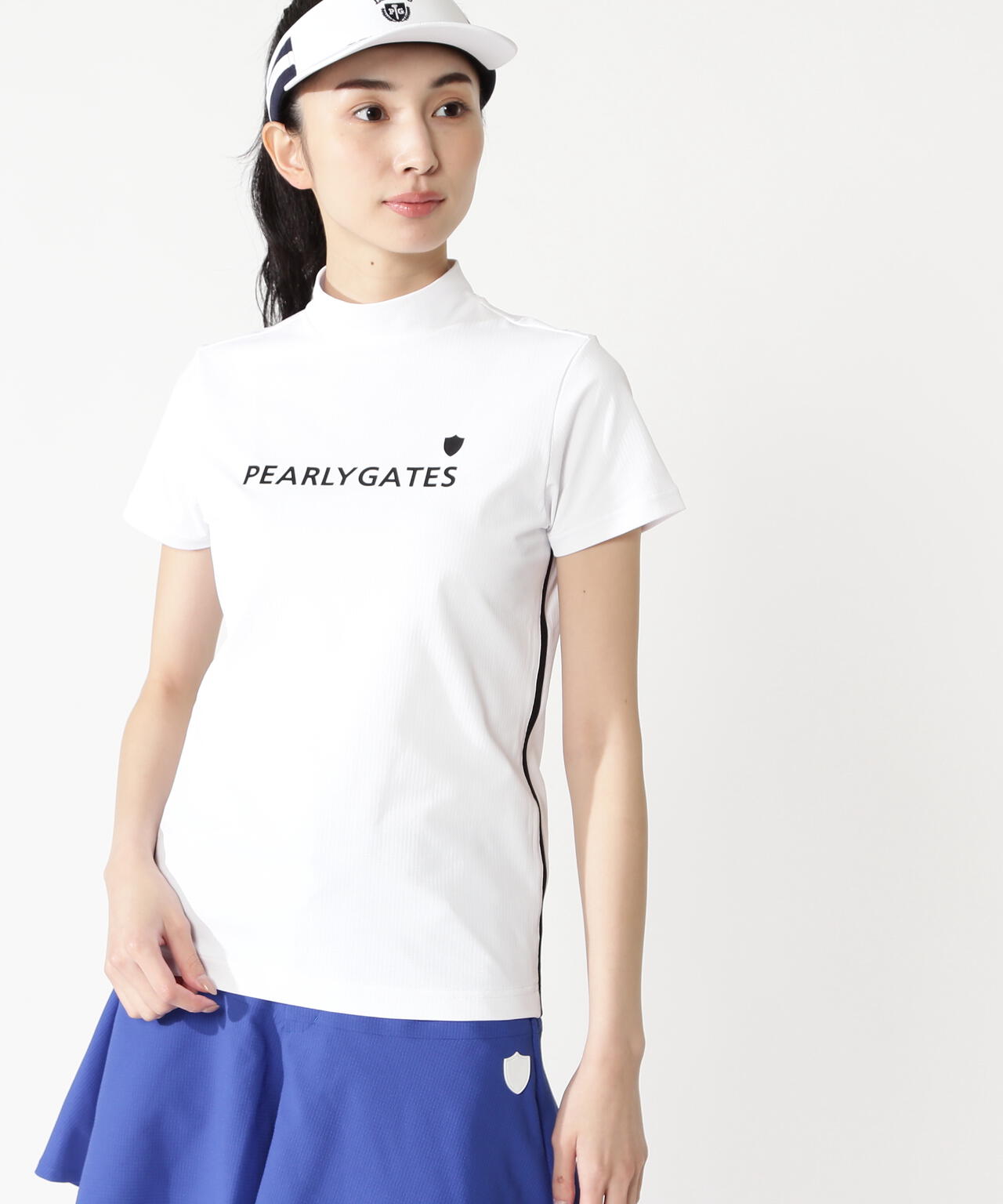 メッシュジャージ吸水速乾UV半袖ハイネックカットソー | PEARLY GATES