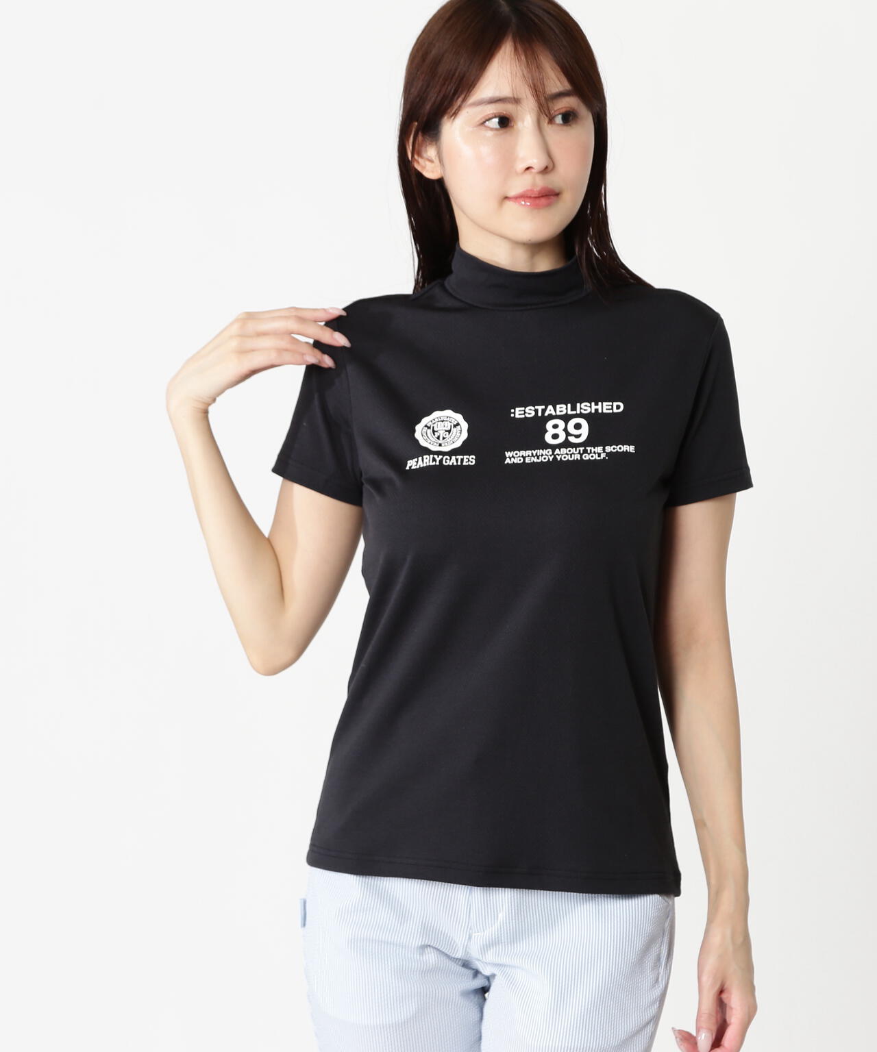FD40/-FD100dベア擬似メッシュ半袖ハイネックカットソー | PEARLY
