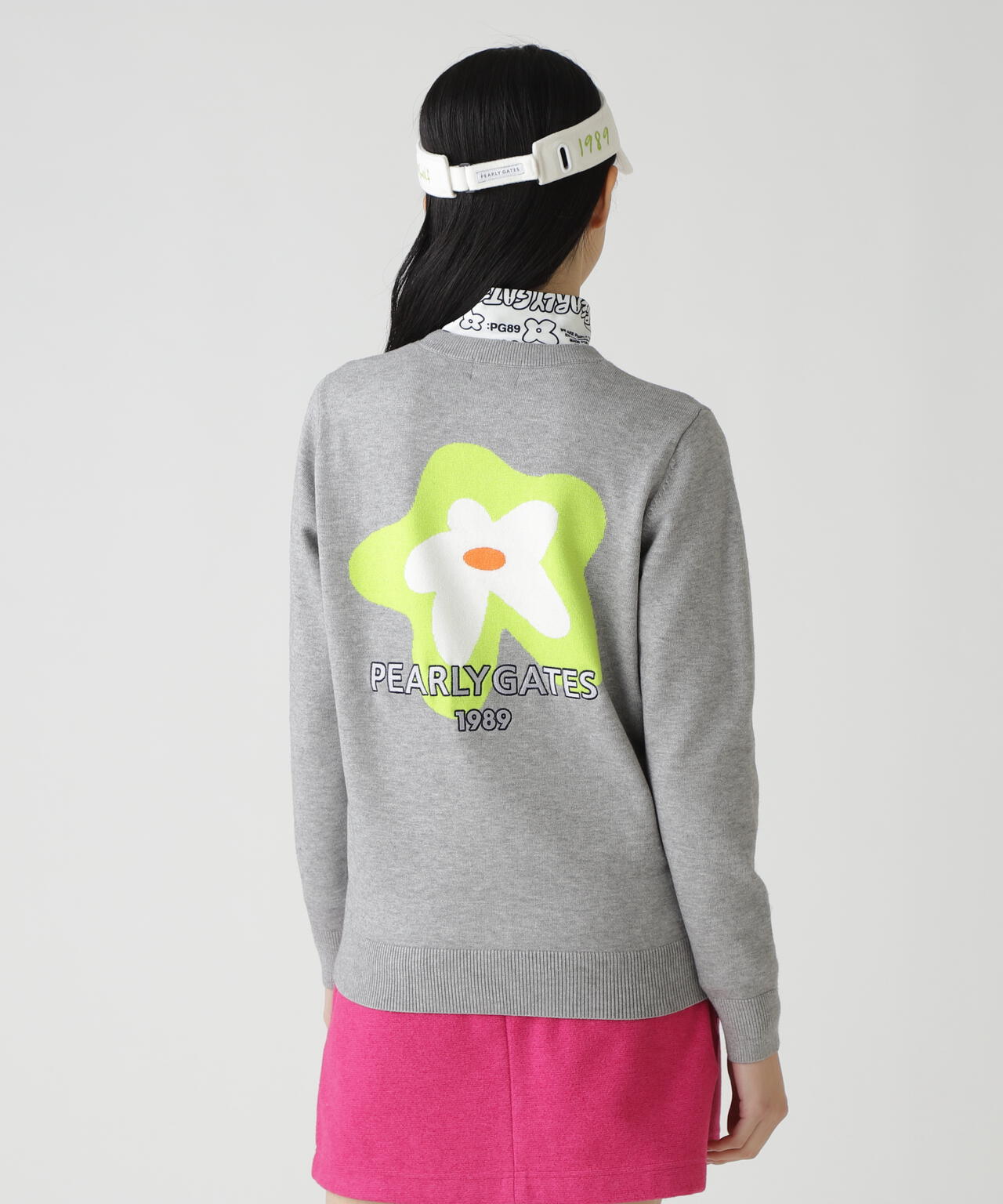 12G天竺×インターシャ クルーネックニットプルオーバー