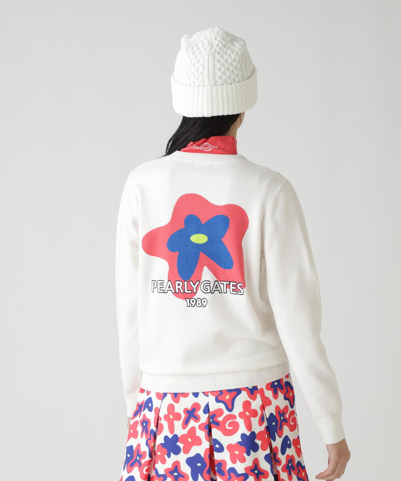 12G天竺×インターシャ クルーネックニットプルオーバー