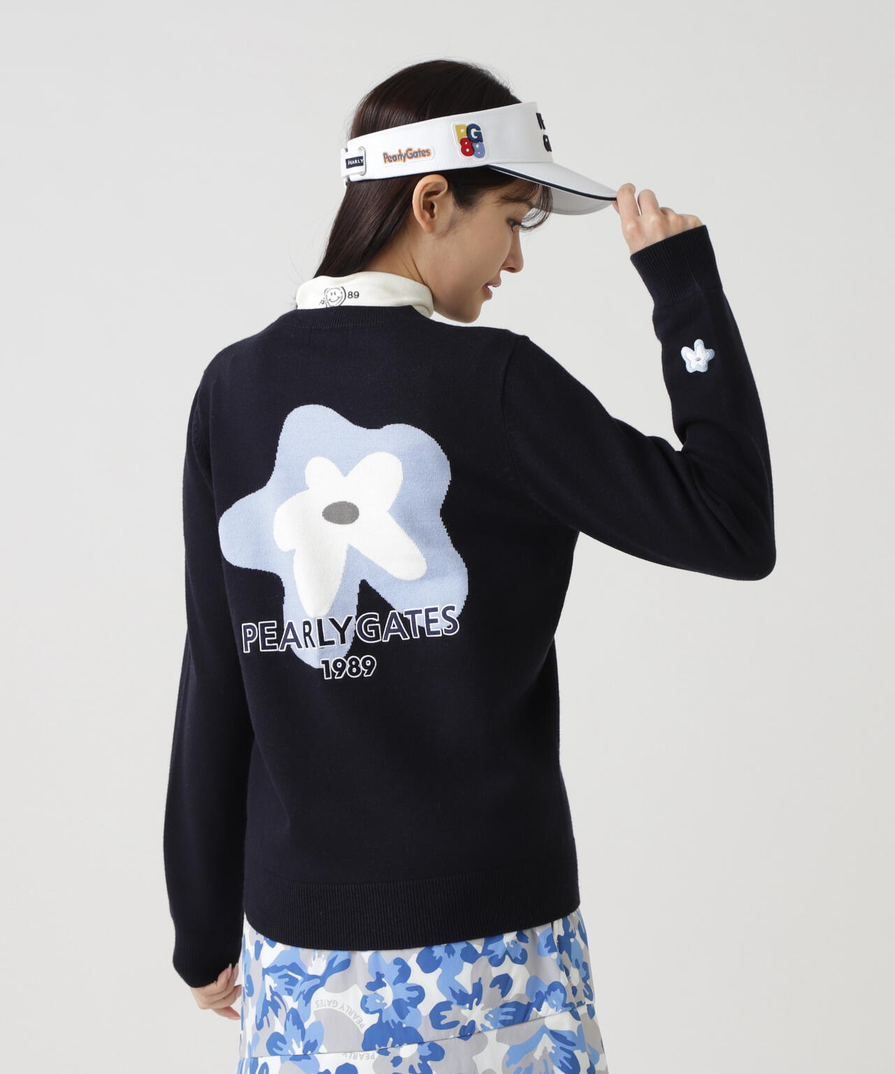 12G天竺×インターシャ クルーネックニットプルオーバー