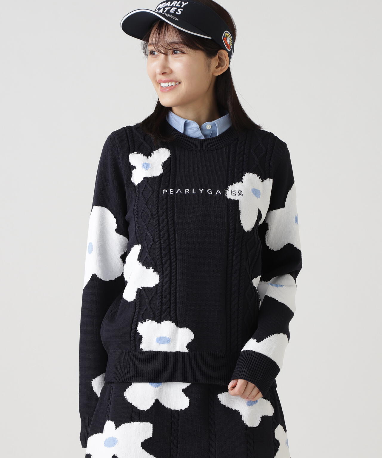 アラン柄×インターシャ クルーネックニットプルオーバー ＜ランダム