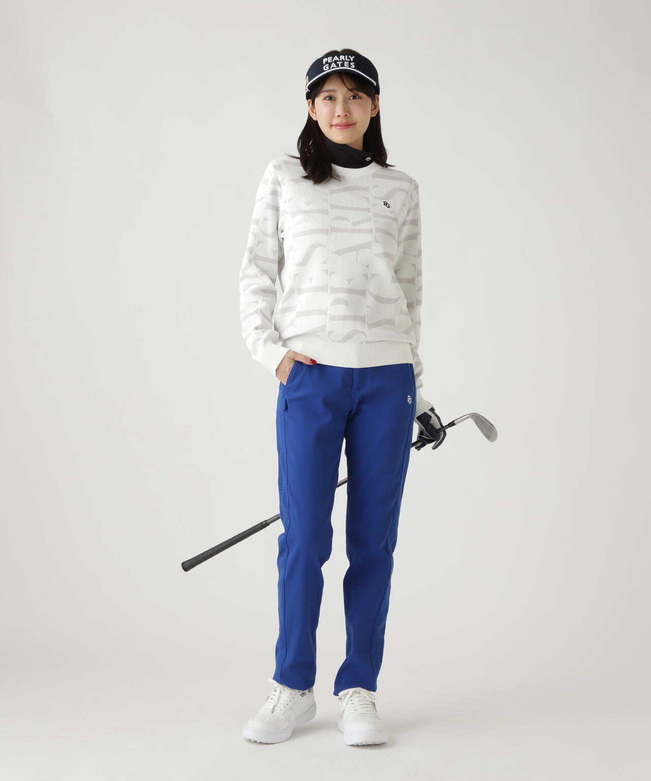 ダブルJQロゴ総柄クルーネックニットプルオーバー