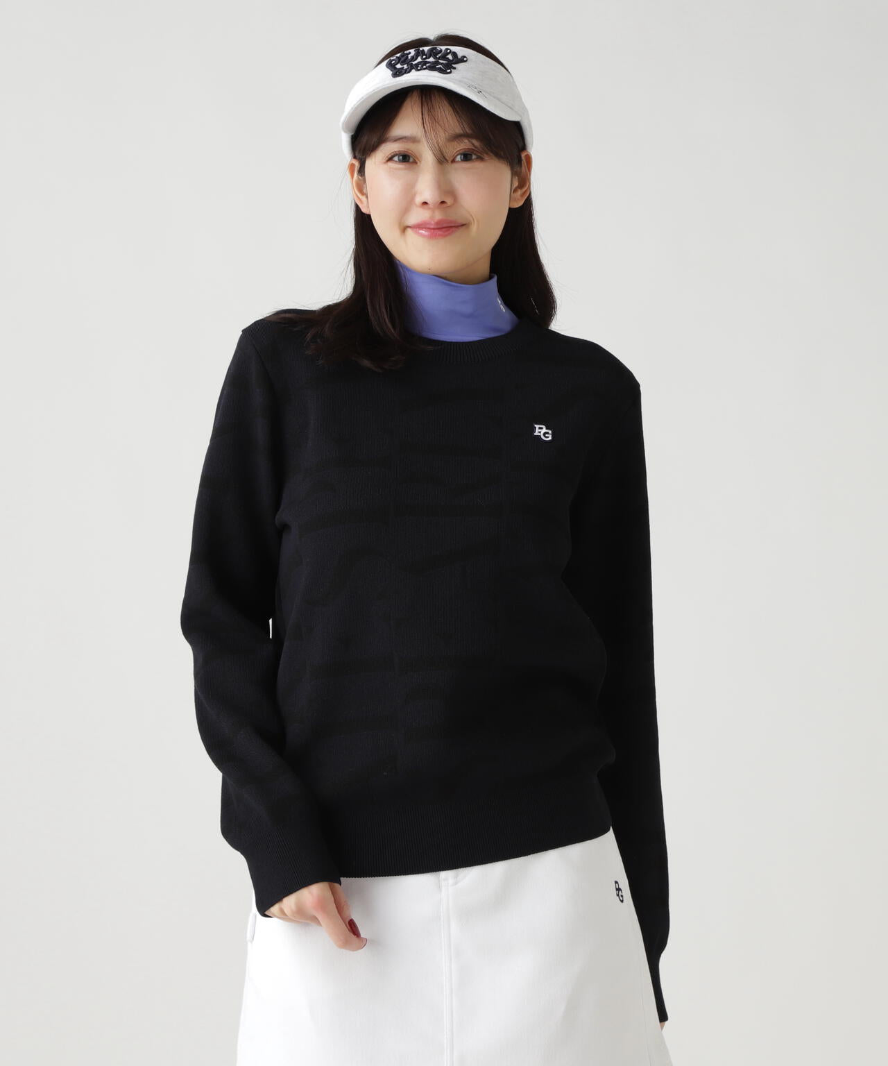 ダブルJQロゴ総柄クルーネックニットプルオーバー | PEARLY GATES