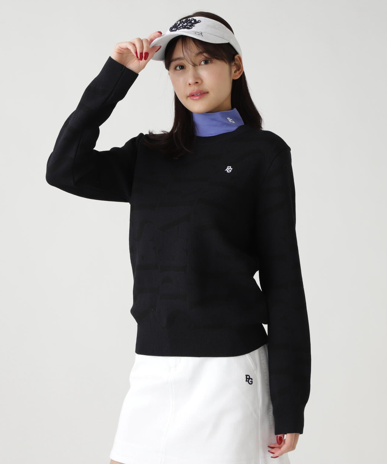 ダブルJQロゴ総柄クルーネックニットプルオーバー | PEARLY GATES