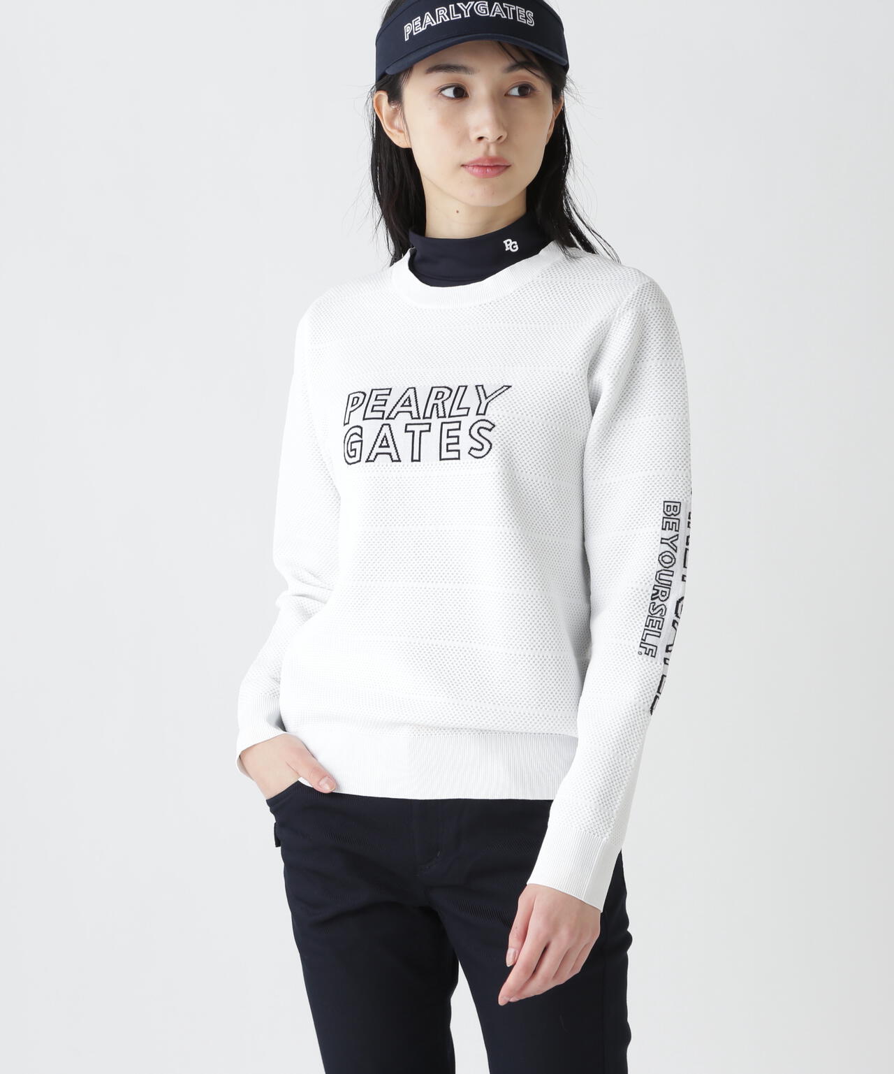 PG is PG ロゴジャガードクルーネックニットプルオーバー | PEARLY