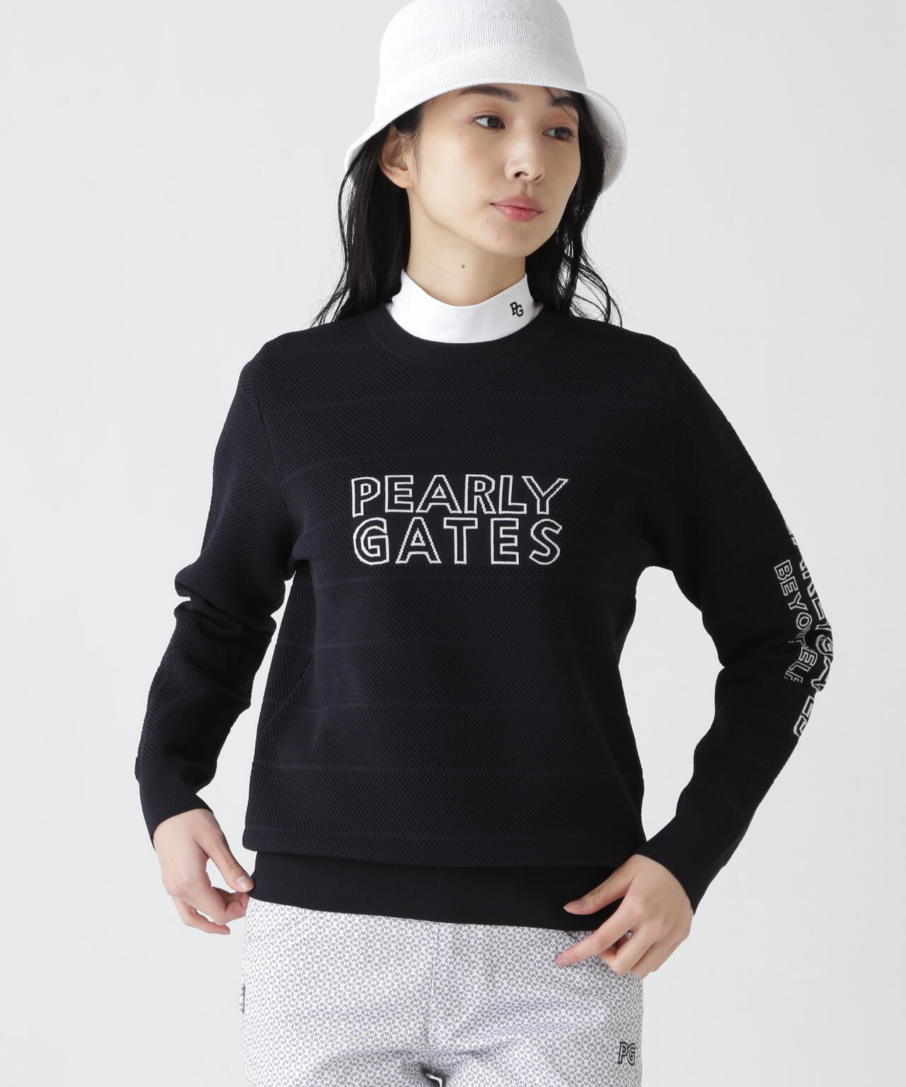 PG is PG ロゴジャガードクルーネックニットプルオーバー | PEARLY