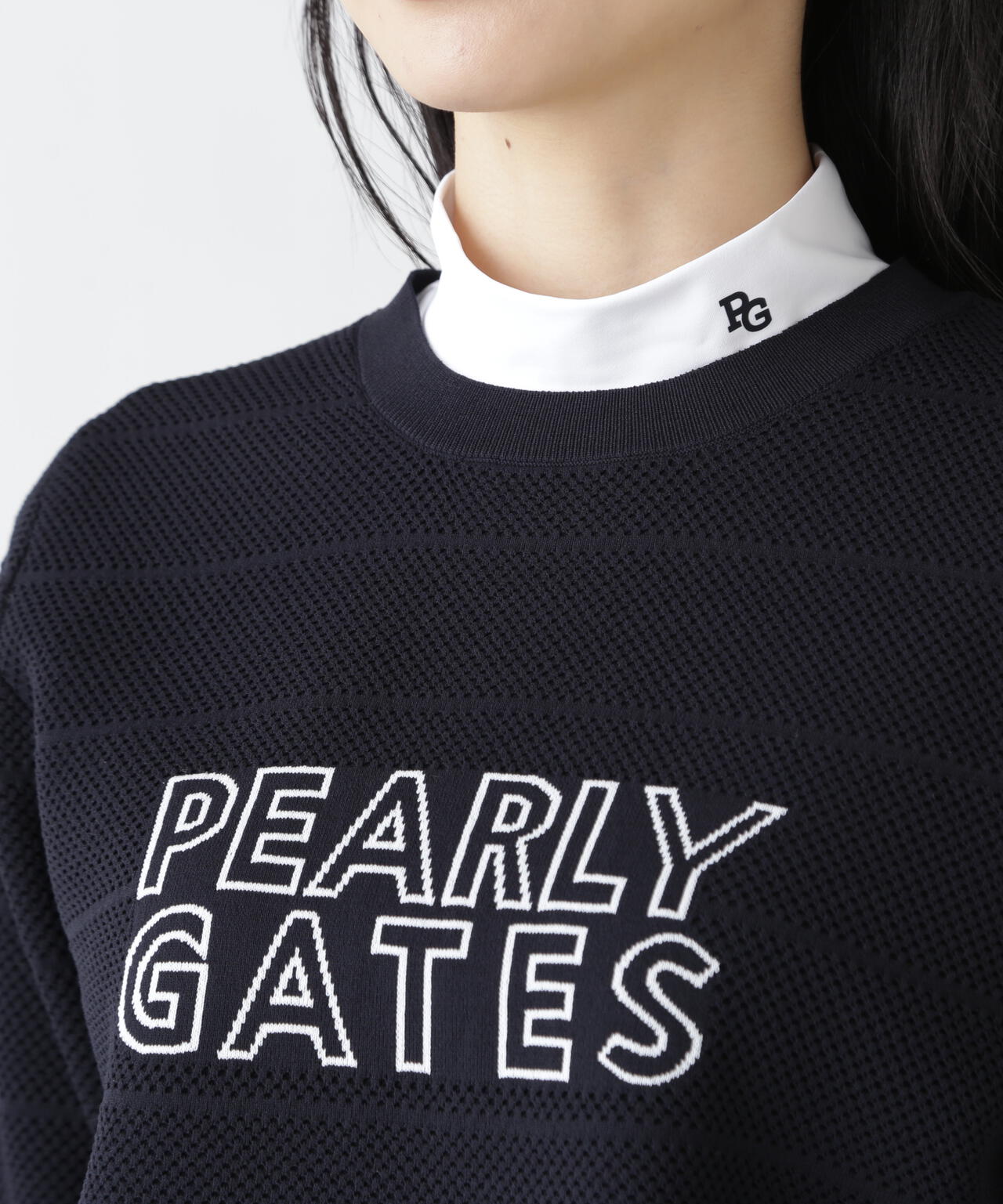 PG is PG ロゴジャガードクルーネックニットプルオーバー | PEARLY