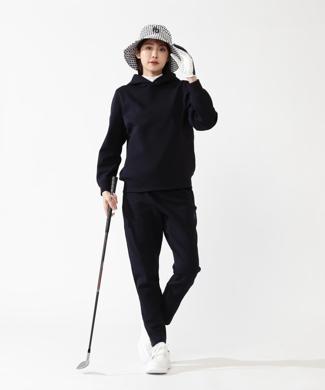 ポリエステルヤーンmmニットフーディプルオーバー