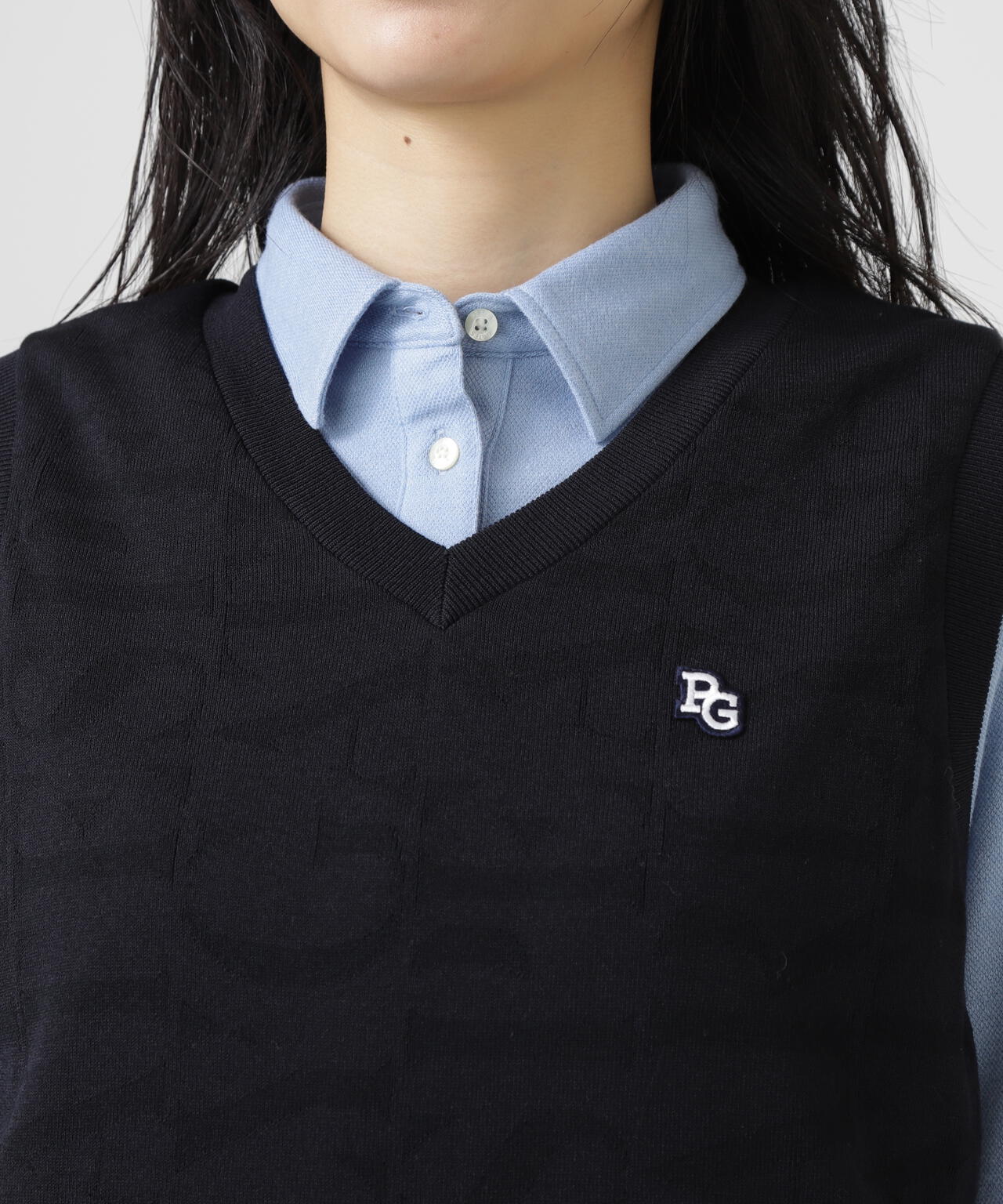 PEARLY GATES ケーブルニット Vネックベスト PG30 黒 PEARLY GATES ケーブルニット Vネックベスト PG30 黒 【公式通販】