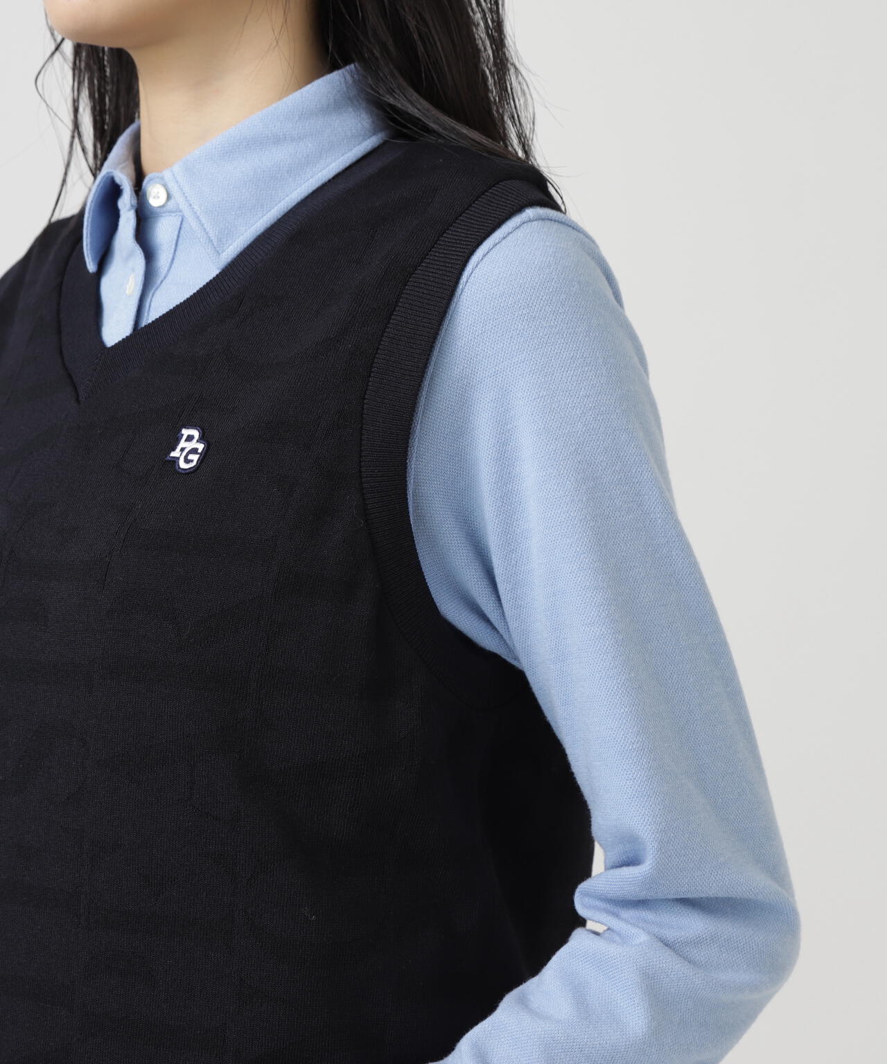 パーリーゲイツ❣️ロゴVネックベスト ネイビー ❣️SALE❣️ ロゴ総柄Vネックニットベストプルオーバー | PEARLY GATES（パーリー