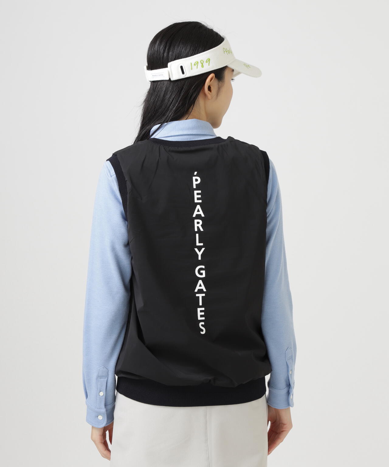 売りつくし　新品未使用　パーリーゲイツ　Vネックベスト　サイズ５ ロゴ総柄Vネックニットベストプルオーバー | PEARLY GATES（パーリー