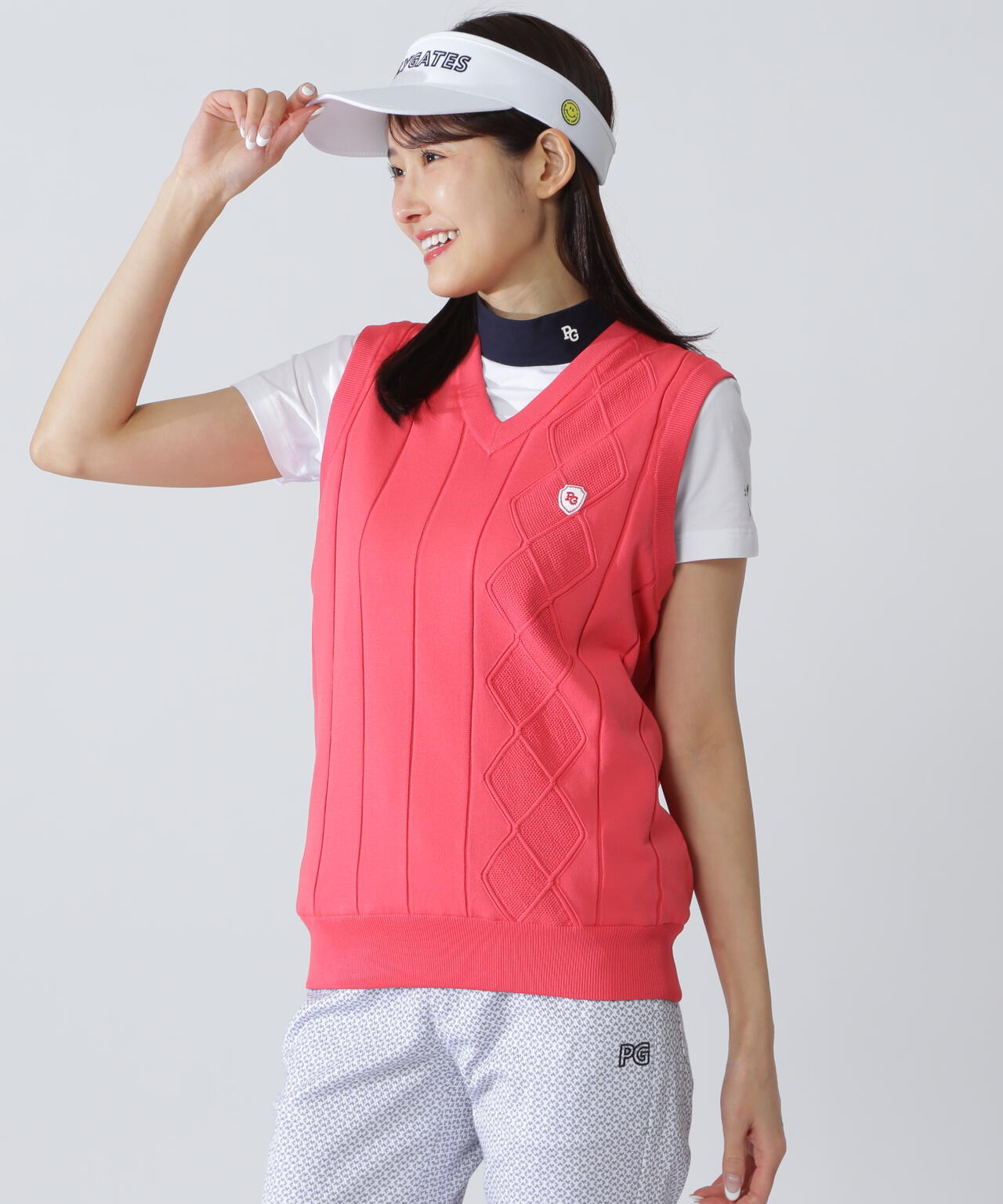 PEARLY GATES レディースリバーシブルベスト ☆ サイズ０ アラン柄リバーシブルベスト | PEARLY GATES（パーリーゲイツ