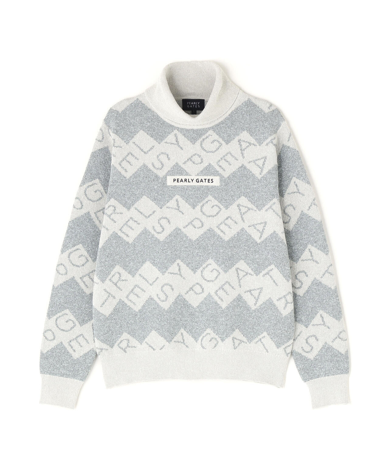 ダブルJQロゴギザボーダー柄タートルネックニットプルオーバー