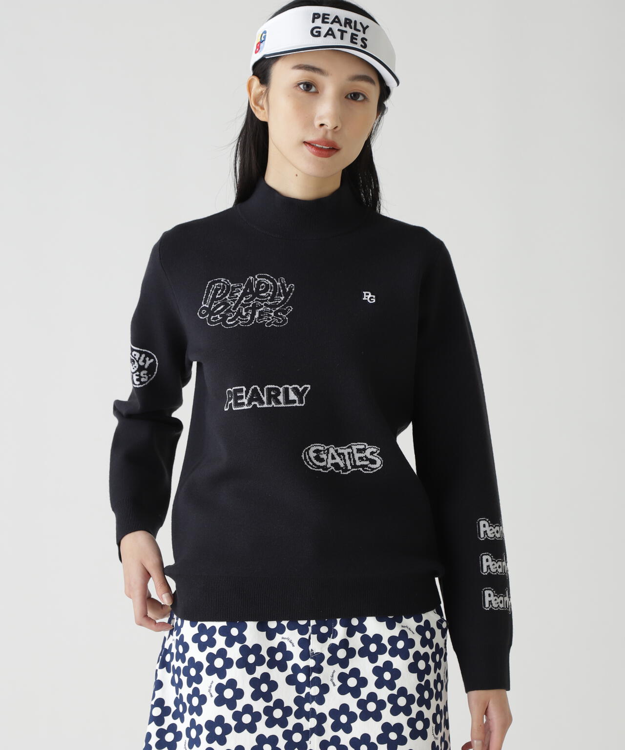 14GダブルJQ×ワッペン風ハイネックニットプルオーバー