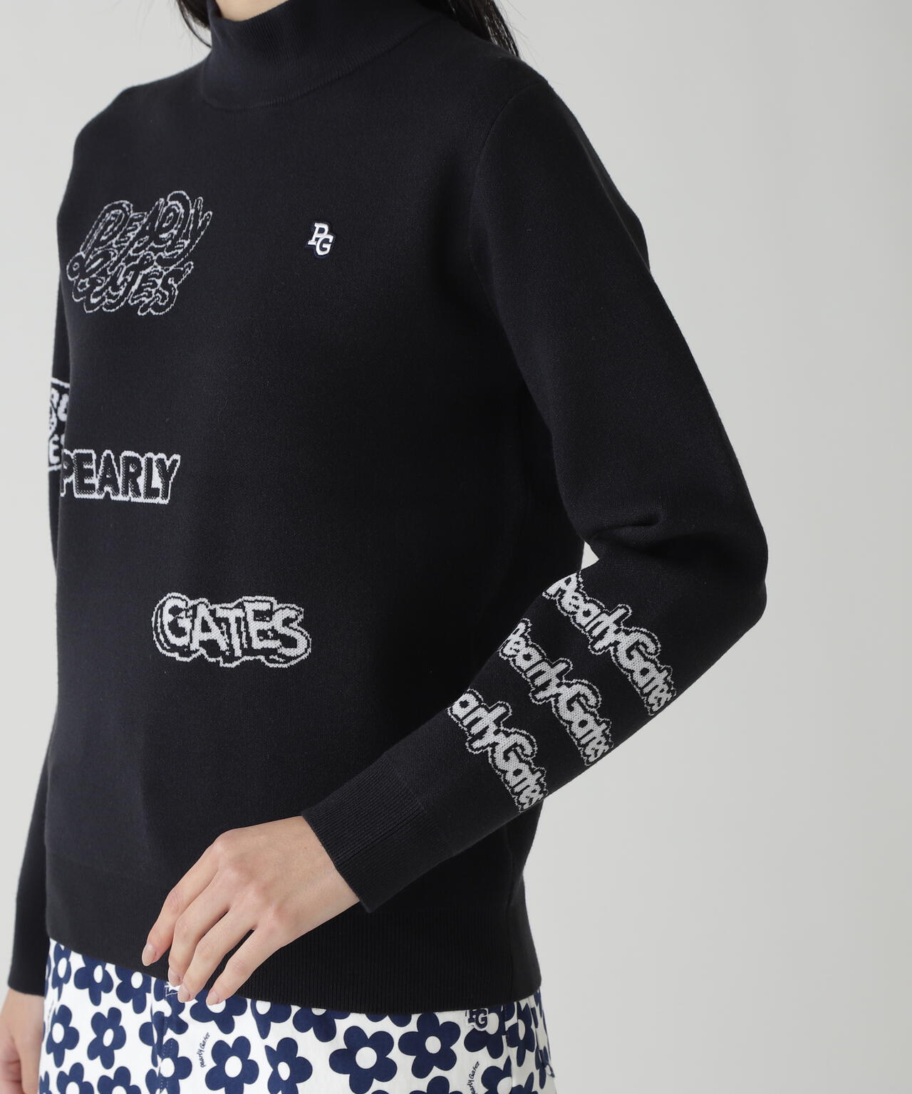 14GダブルJQ×ワッペン風ハイネックニットプルオーバー