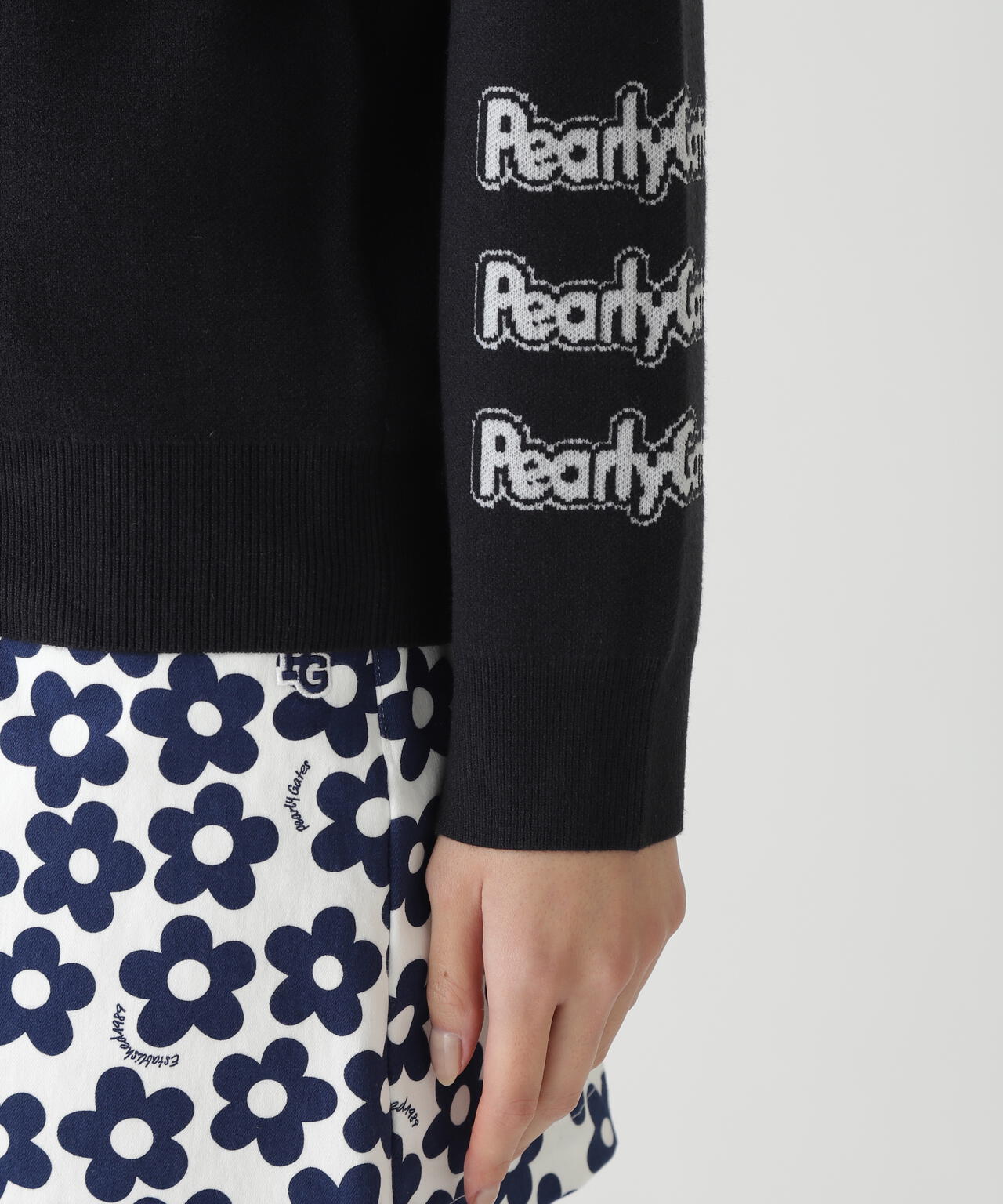 試着のみPEARLY GATES フルジップニット 14GダブルJQ×ワッペン風ハイネックニットプルオーバー | PEARLY GATES