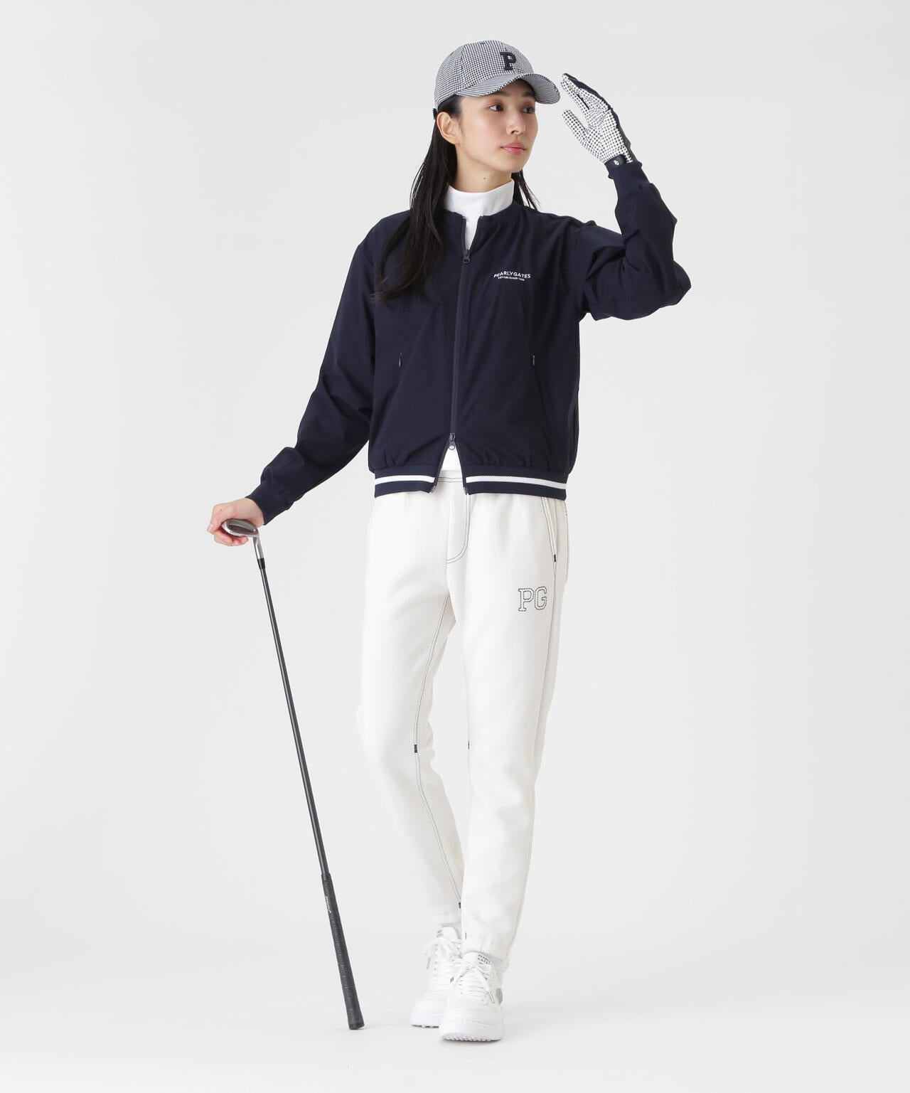 Peメカニカルストレッチ手裏剣ジャガードクルーネックブルゾン (WOMENS