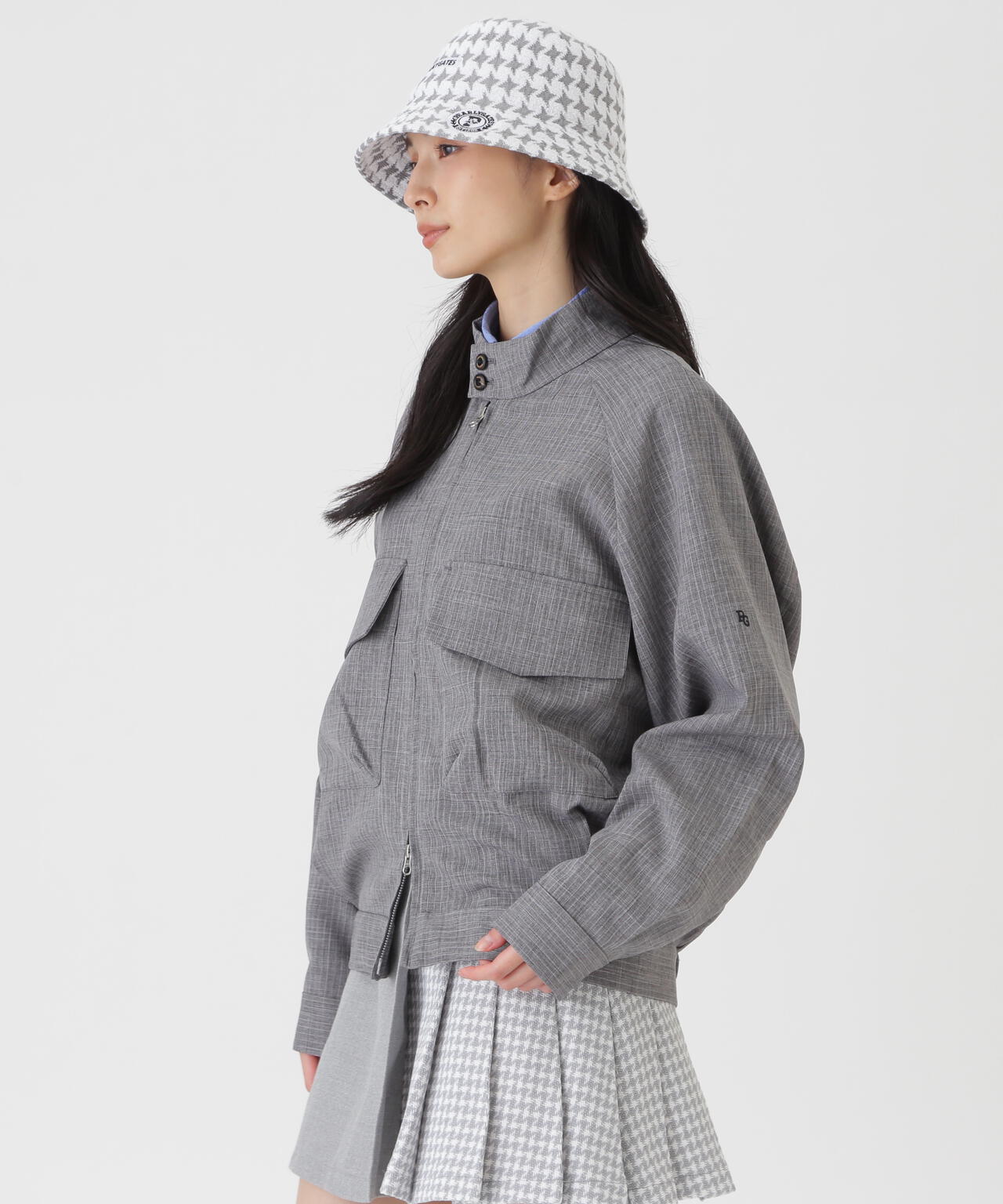 ウーリーノブルゾン ＜杢グレーピンストライプ柄＞ (WOMENS) | PEARLY