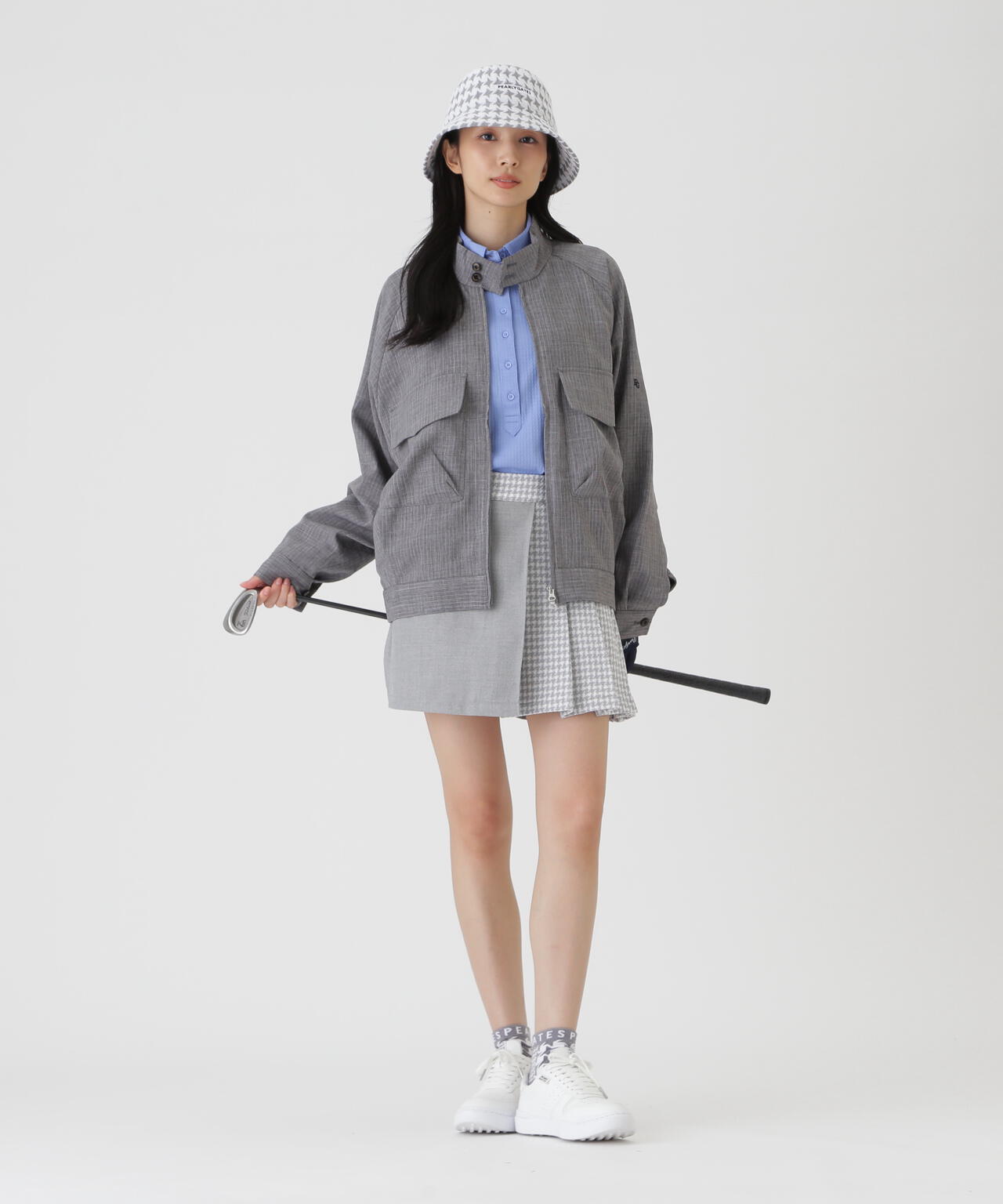 ウーリーノブルゾン ＜杢グレーピンストライプ柄＞ (WOMENS) | PEARLY
