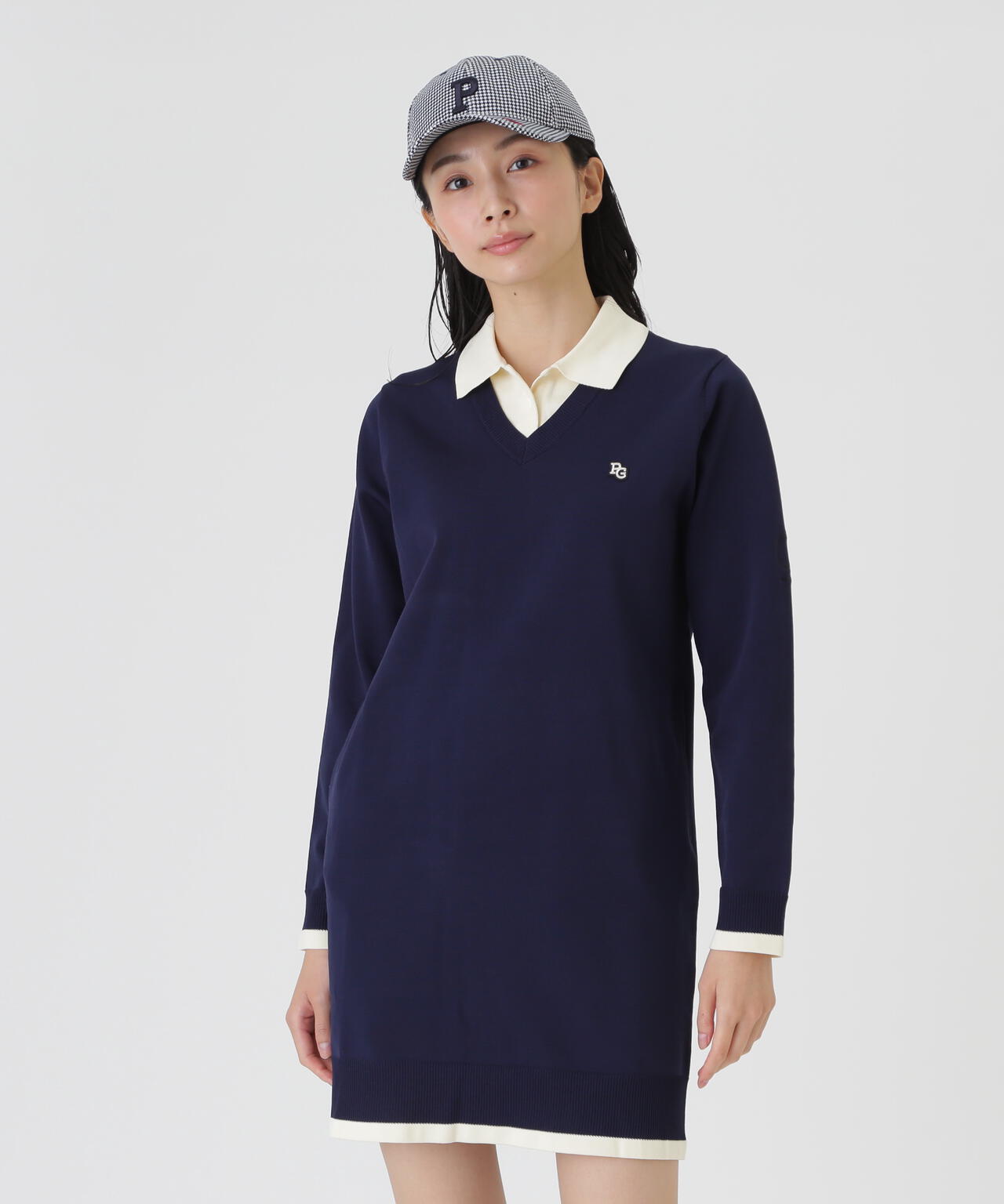 14G天竺レイヤード風ポロニットワンピース (WOMENS) | PEARLY GATES
