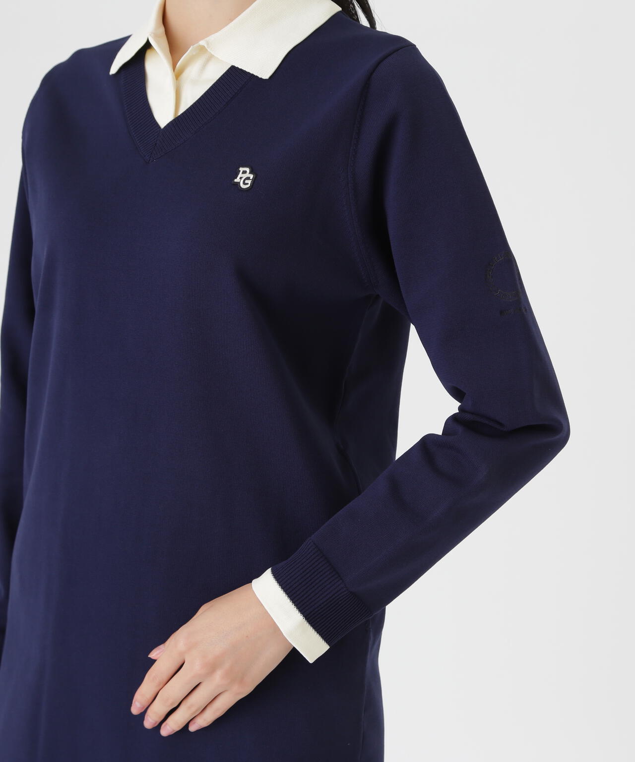 14G天竺レイヤード風ポロニットワンピース (WOMENS) | PEARLY GATES