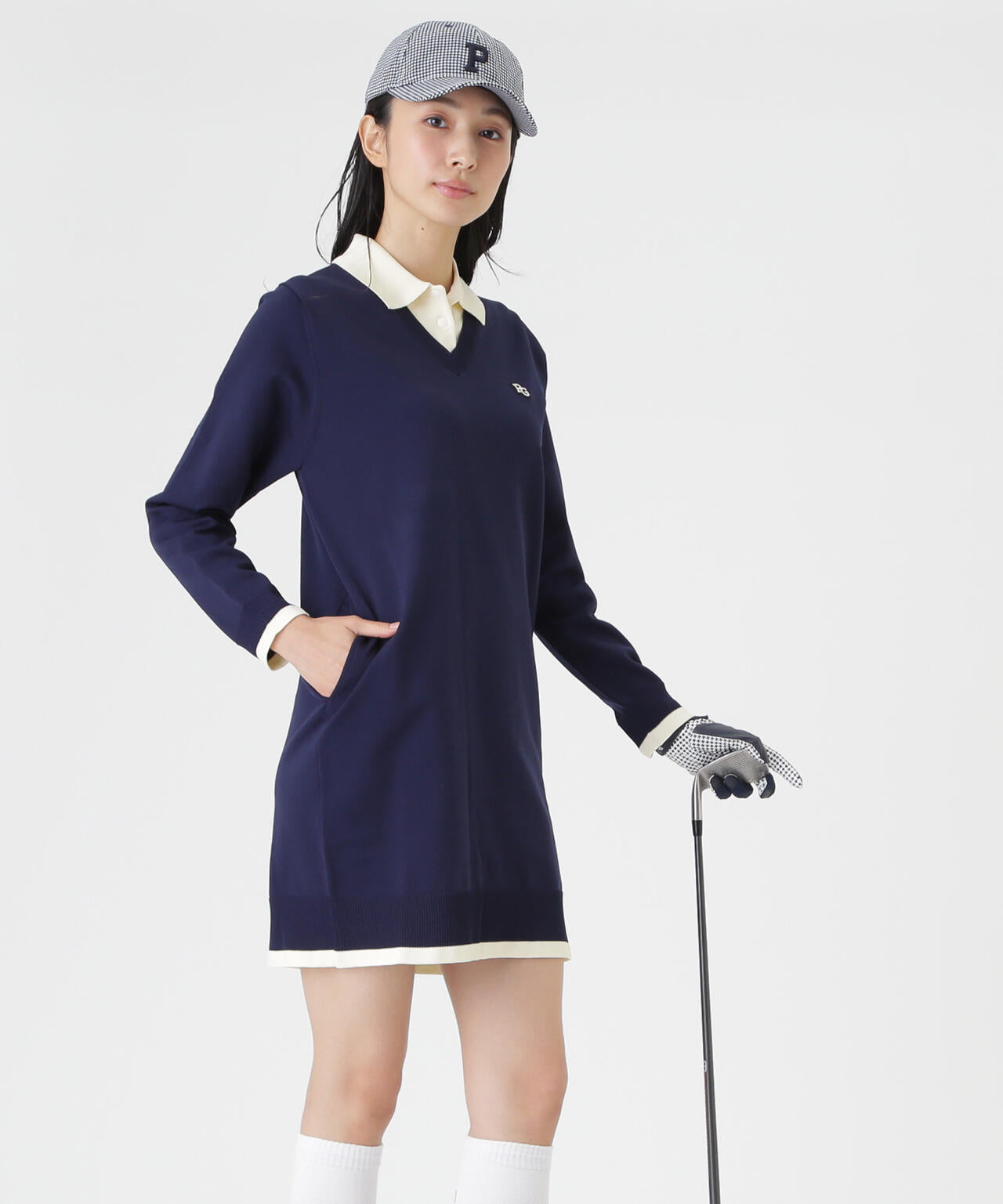 14G天竺レイヤード風ポロニットワンピース (WOMENS) | PEARLY GATES