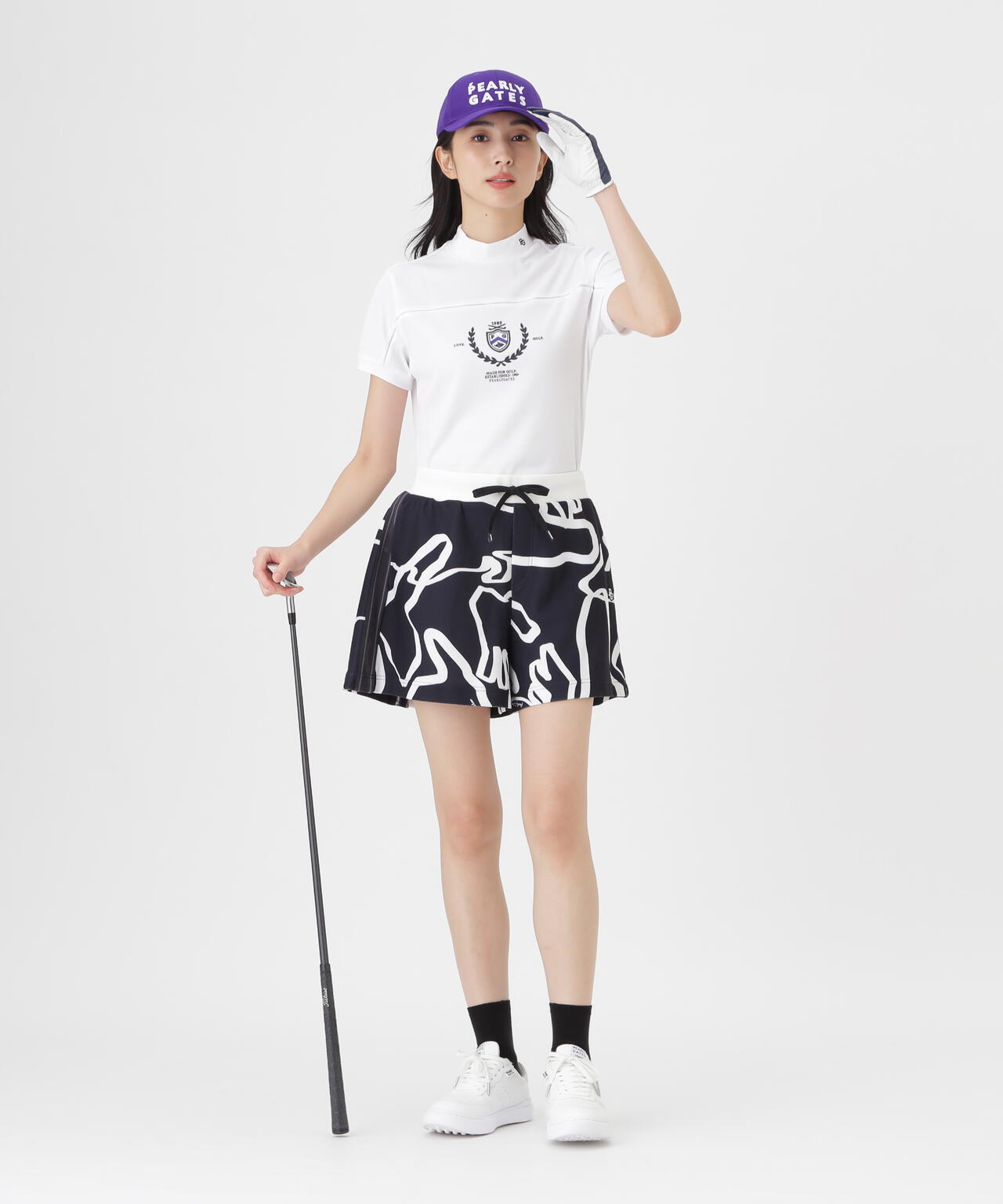 Wハニカムストレッチショートパンツ ＜変形ウサギ柄＞ (WOMENS