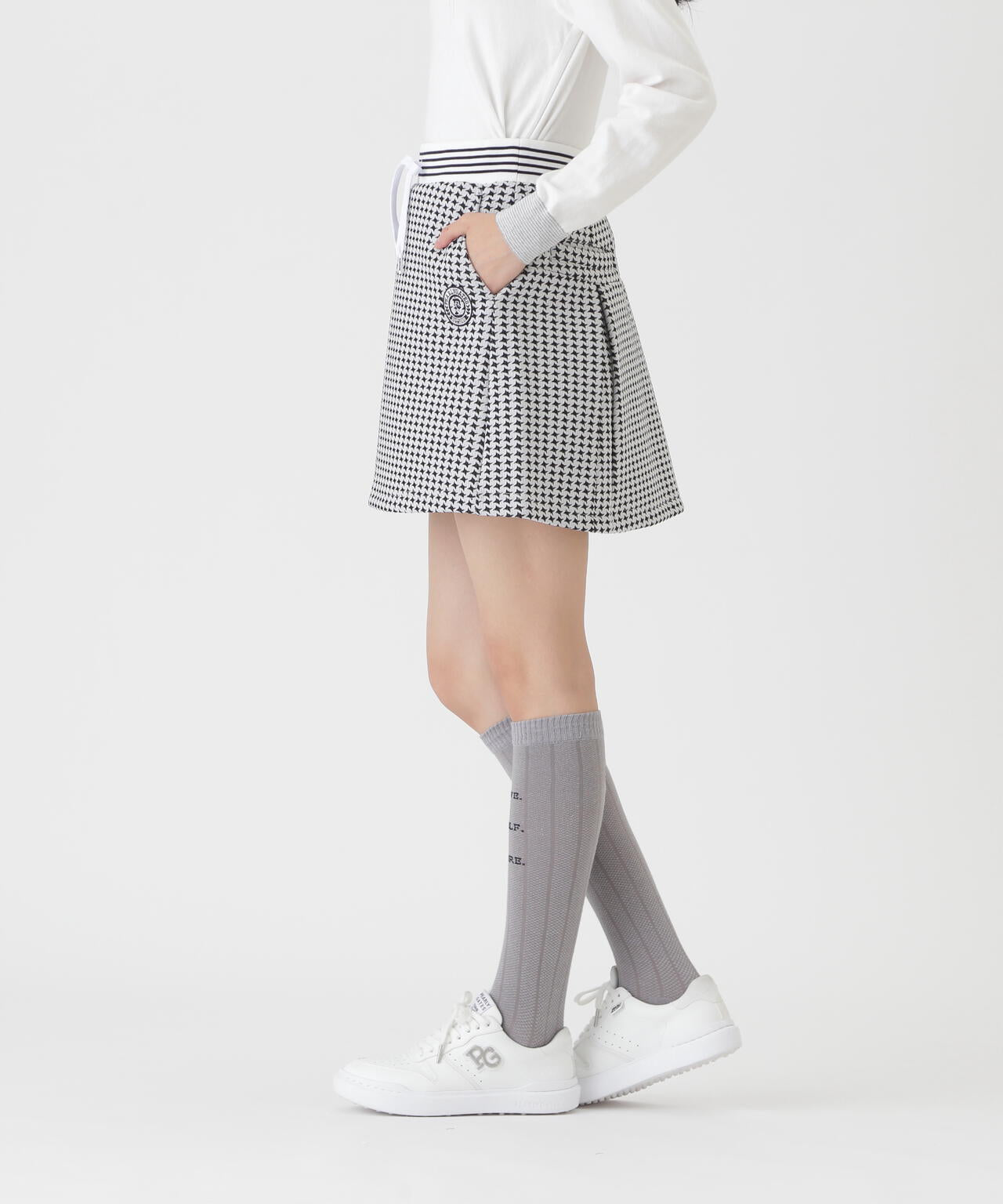 ステッチキルトジャガードスカート ＜手裏剣千鳥柄＞ (WOMENS