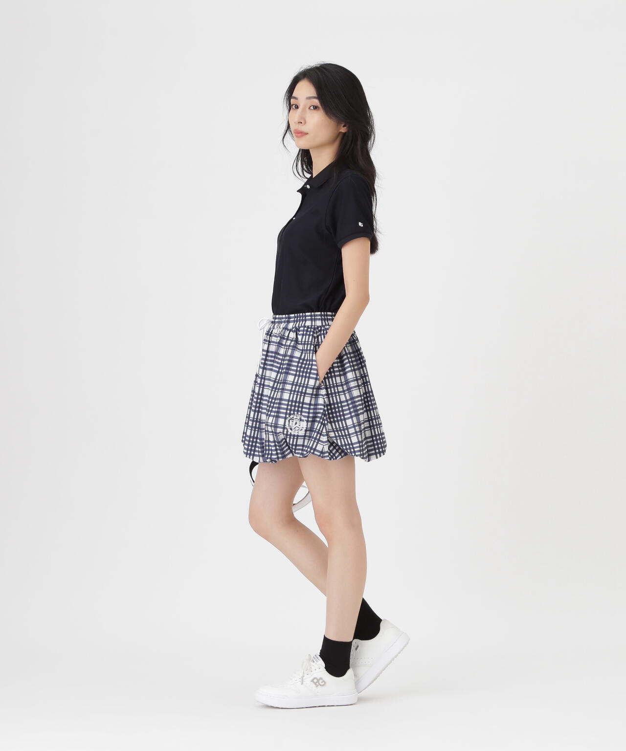 Peストレッチトリコットメッシュスカート ＜チェック柄＞ (WOMENS