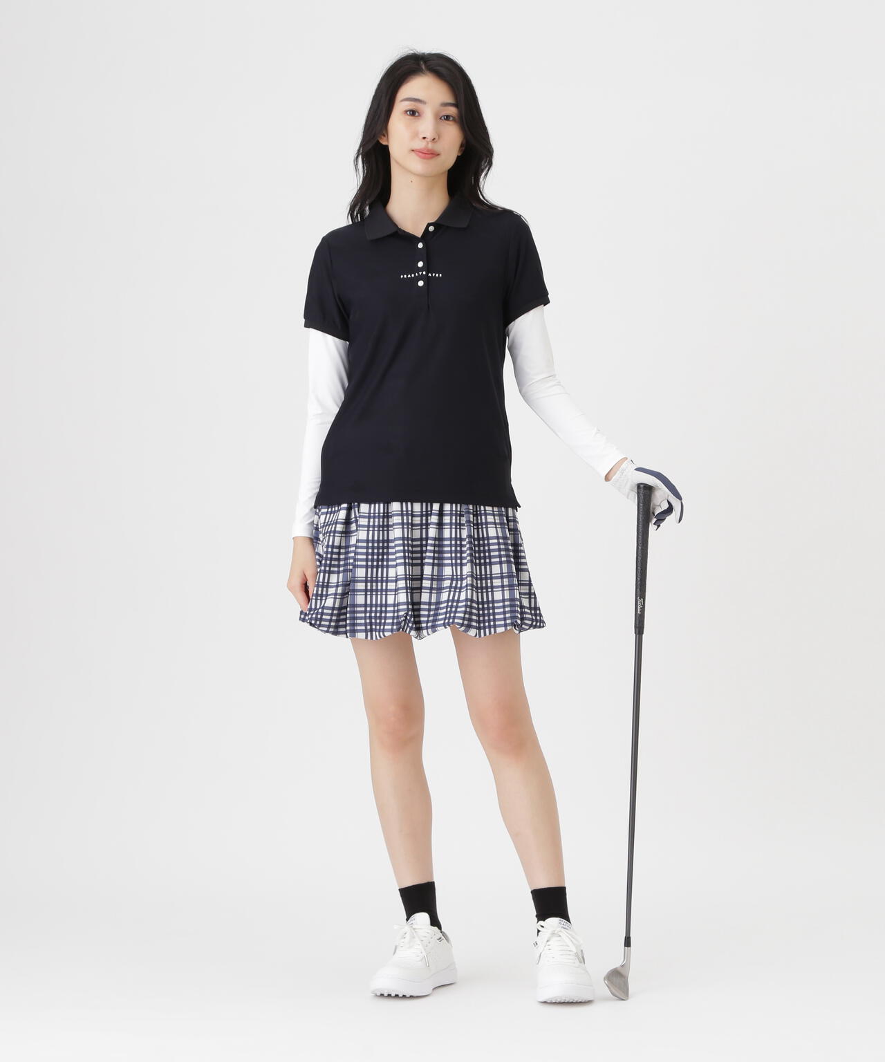 Peストレッチトリコットメッシュスカート ＜チェック柄＞ (WOMENS
