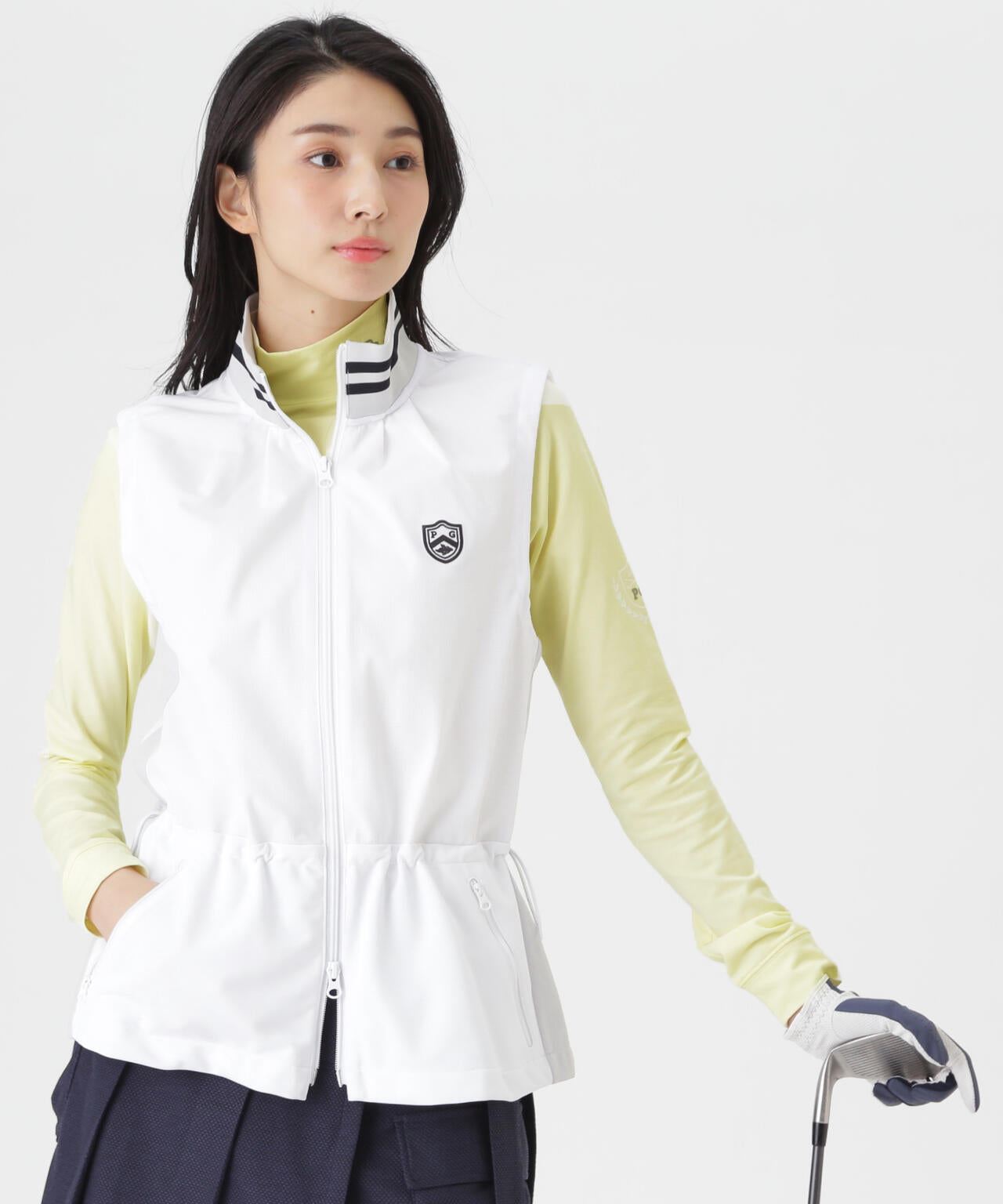 TEXBRID丸編みメッシュフルジップスタンドベスト (WOMENS) | PEARLY