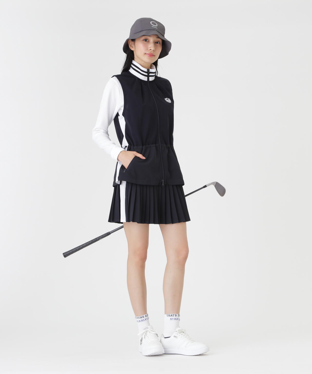 TEXBRID丸編みメッシュフルジップスタンドベスト (WOMENS) | PEARLY