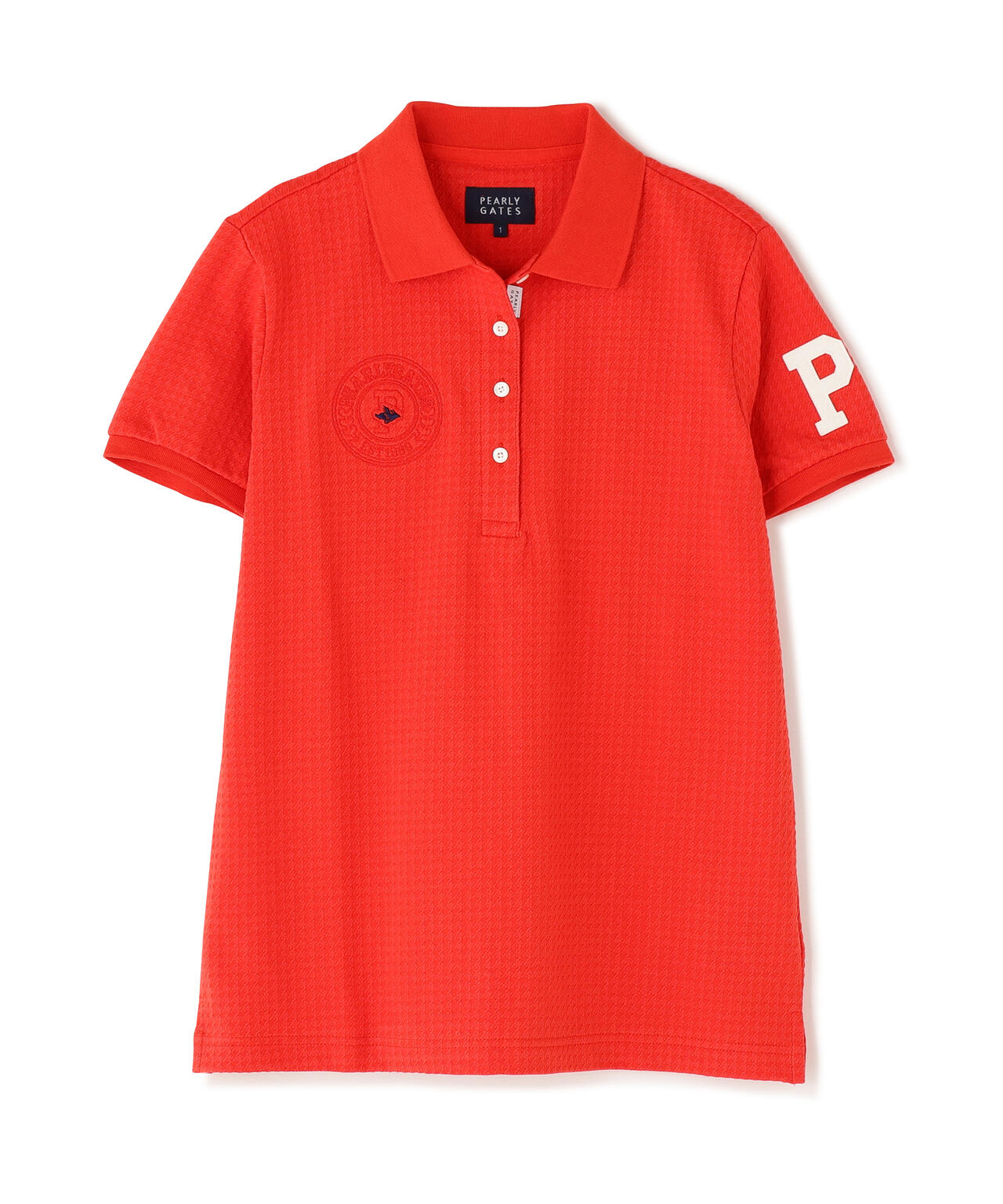 美品　PEARLY GATES 千鳥格子柄 ポロシャツ TEXBRIDハイゲージ千鳥ジャガード半袖ポロシャツ (WOMENS) | PEARLY