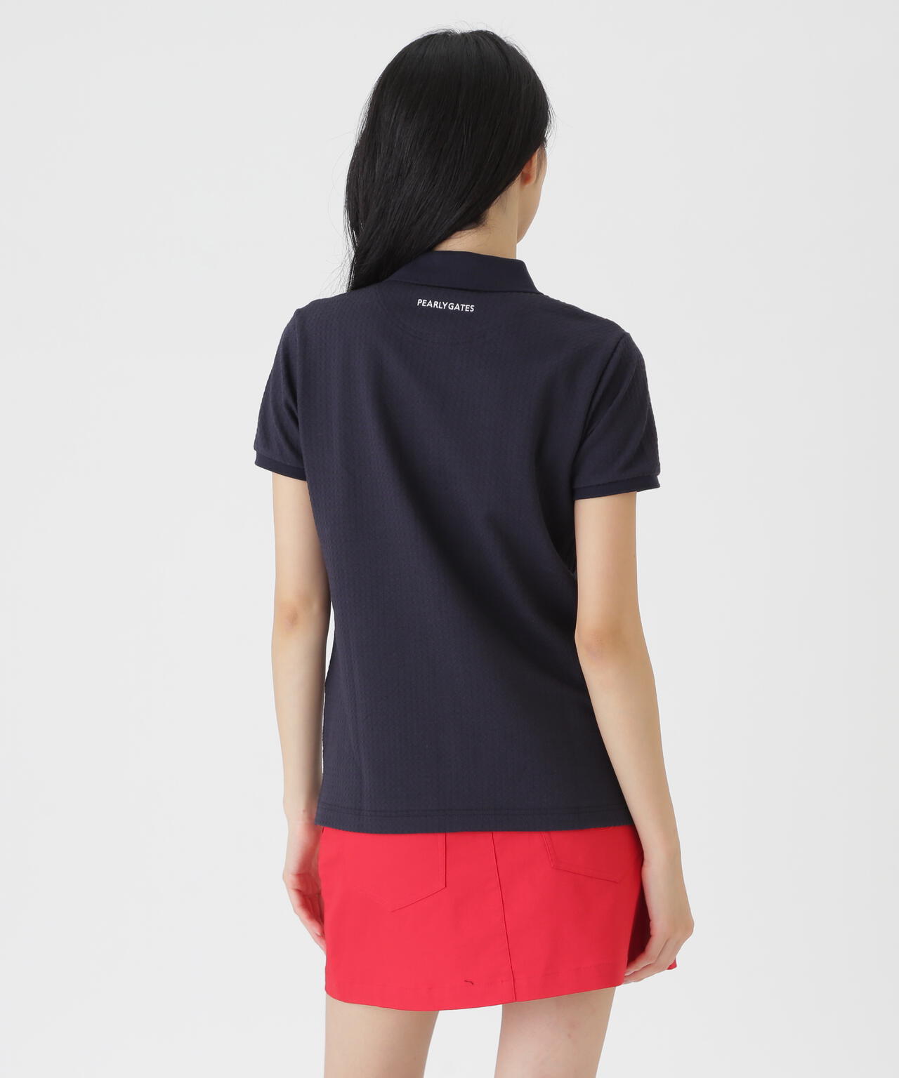 TEXBRIDハイゲージ千鳥ジャガード半袖ポロシャツ (WOMENS) | PEARLY
